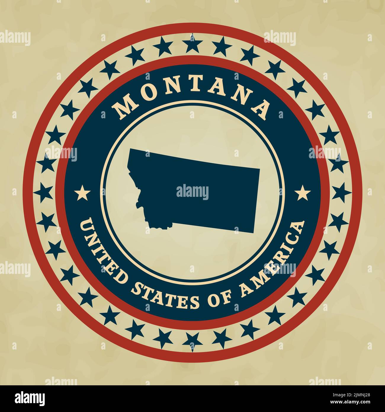 Etichetta vintage con mappa del Montana Foto Stock