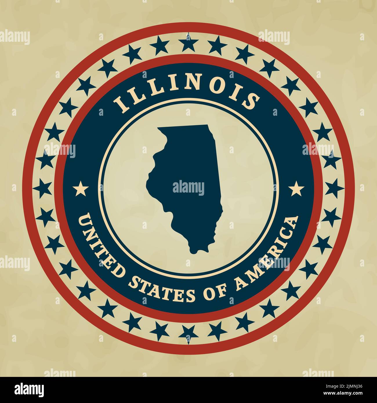 Etichetta vintage con mappa dell'Illinois Foto Stock