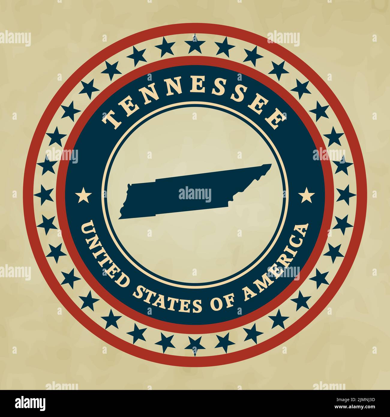 Etichetta vintage con mappa del Tennessee Foto Stock