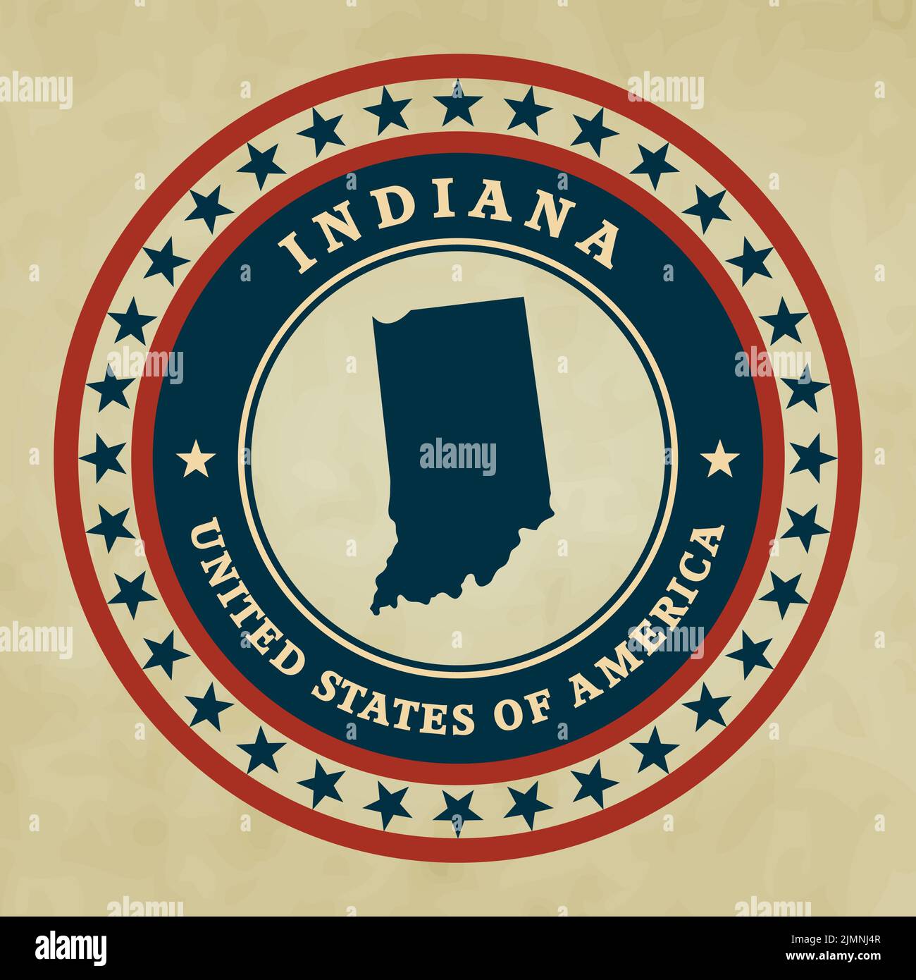 Etichetta Vintage con mappa di Indiana, vettore Foto Stock