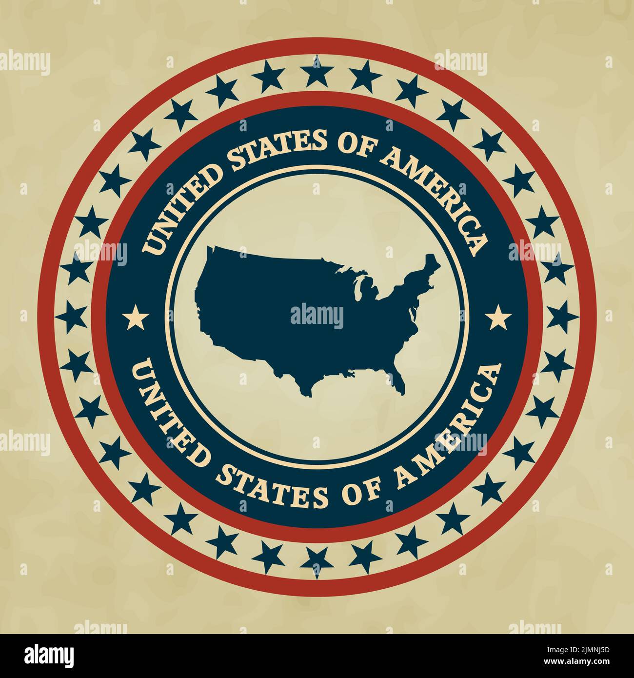 Etichetta vintage con mappa degli Stati Uniti Foto Stock