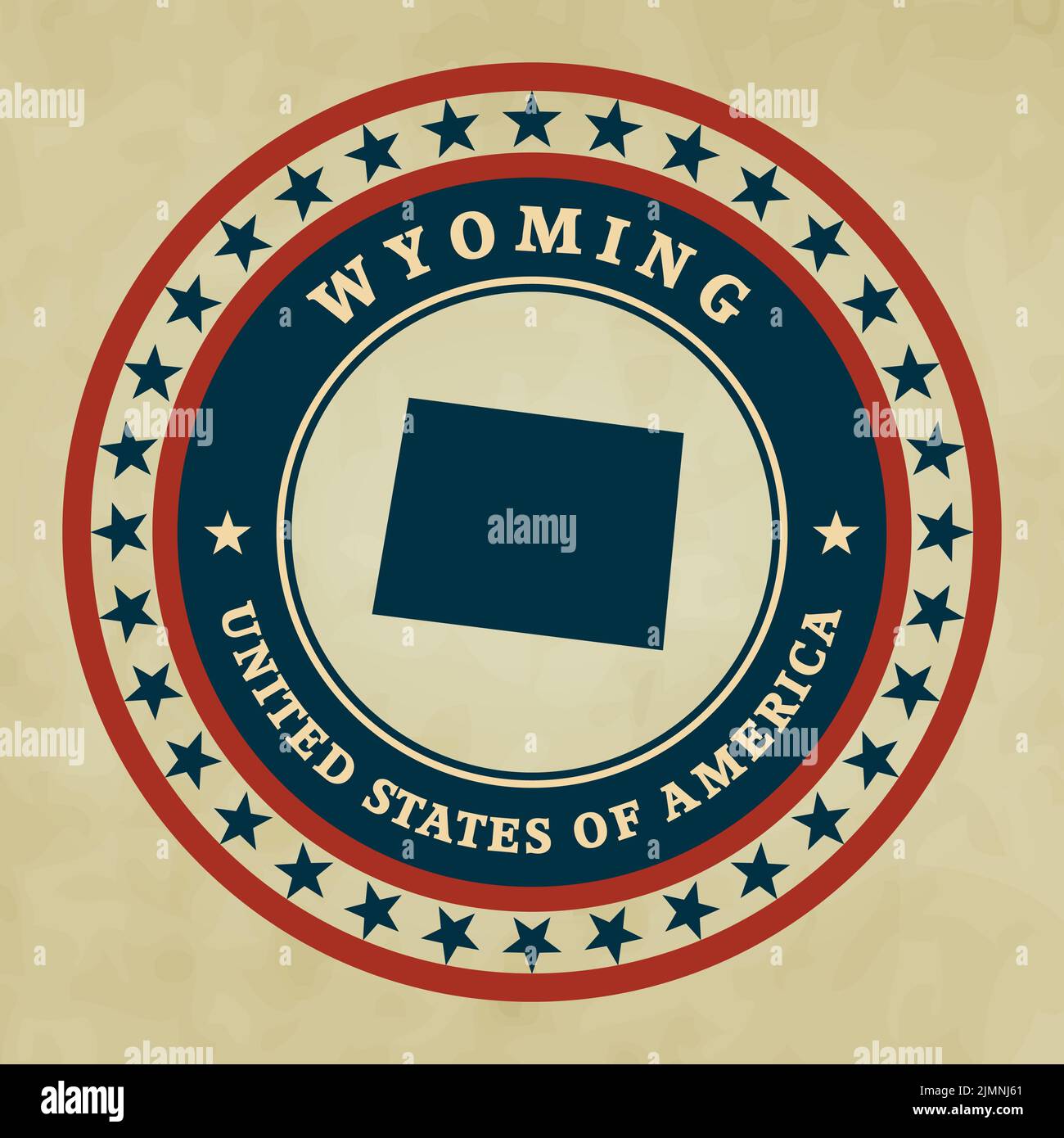 Etichetta vintage con mappa del Wyoming Foto Stock