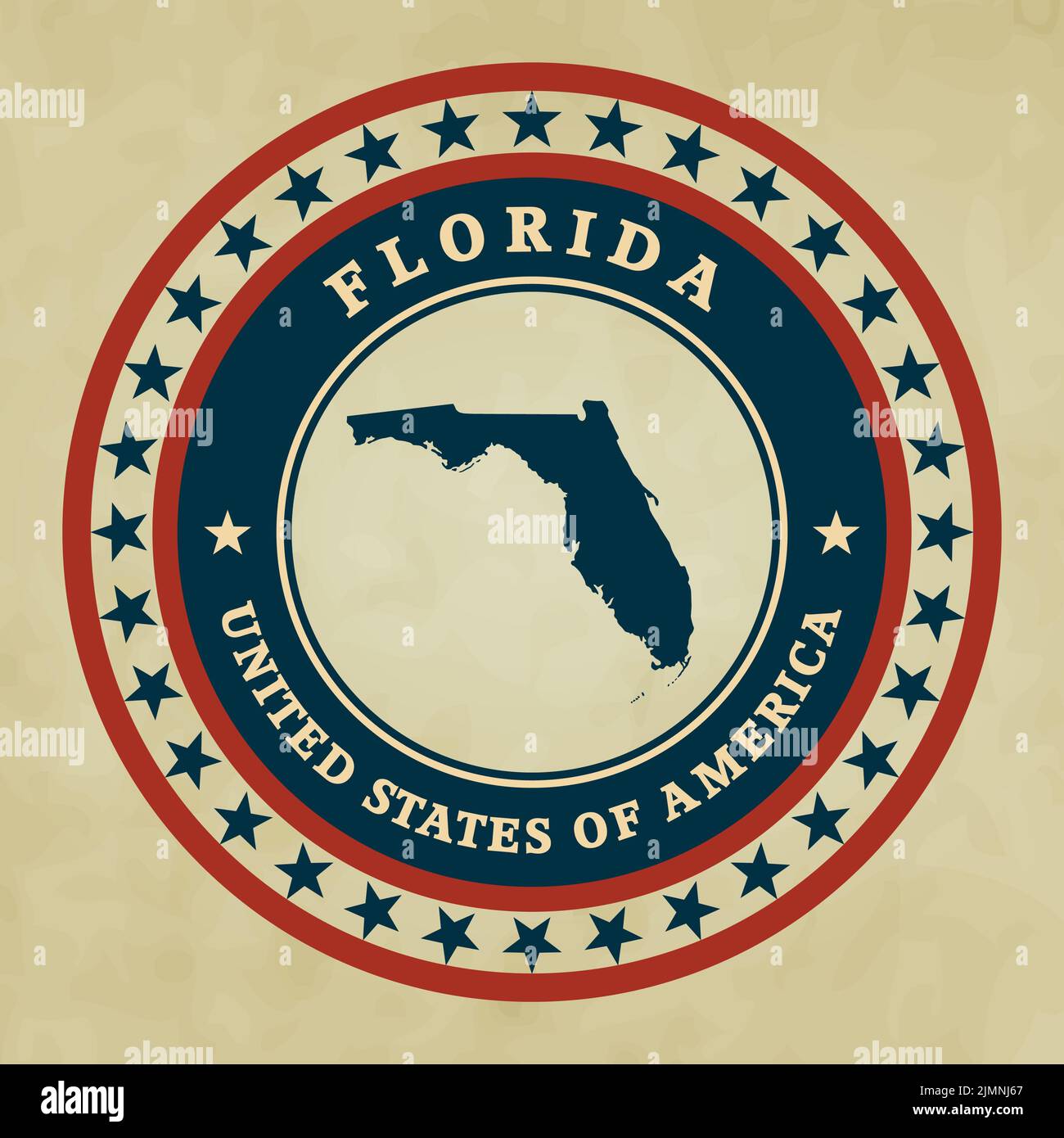 Etichetta vintage con mappa della Florida Foto Stock