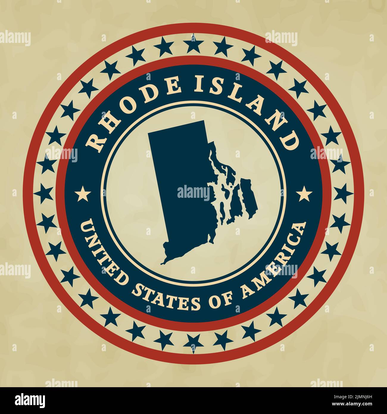 Etichetta vintage con mappa di Rhode Island Foto Stock