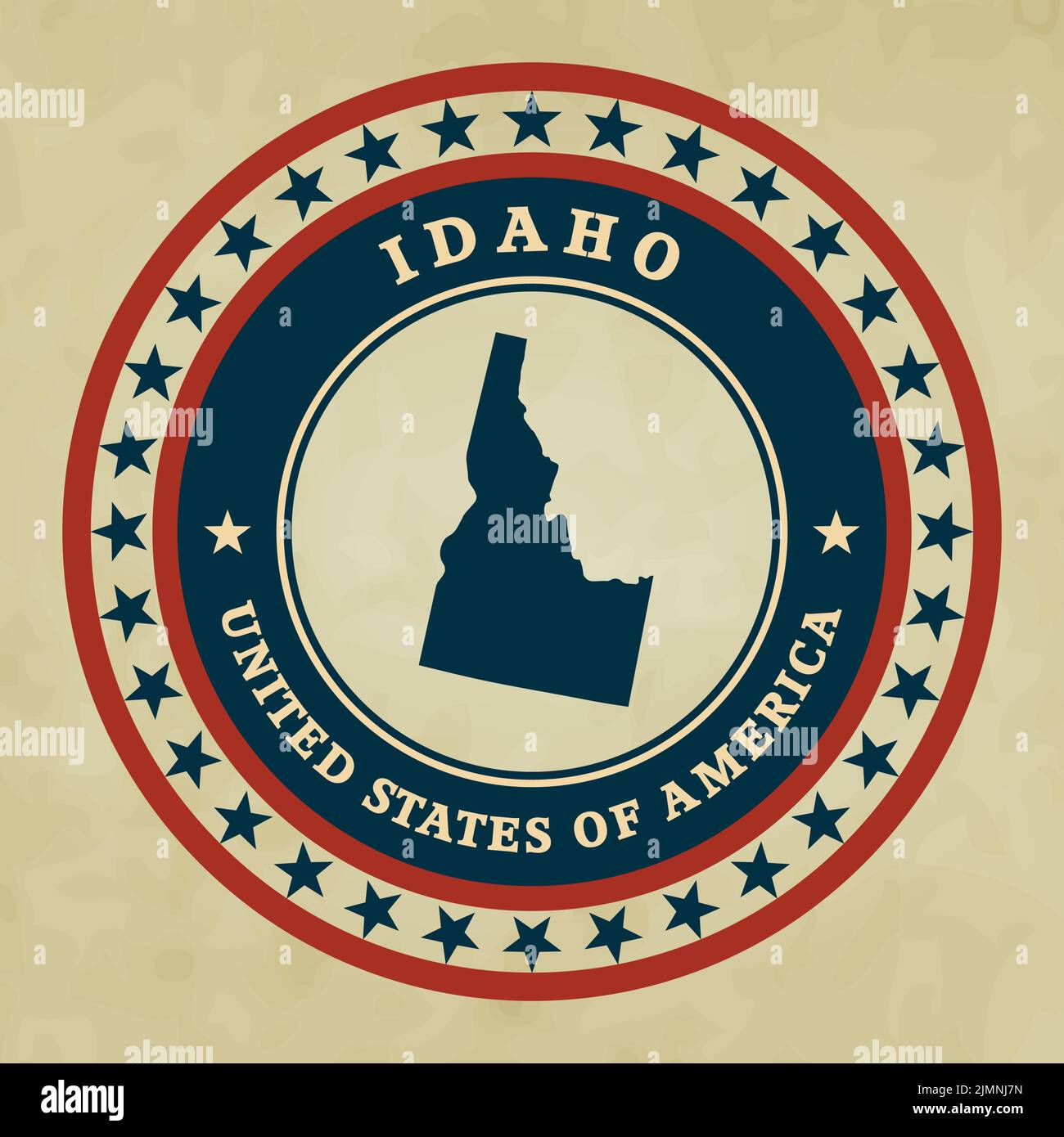 Etichetta vintage con mappa dell'Idaho Foto Stock