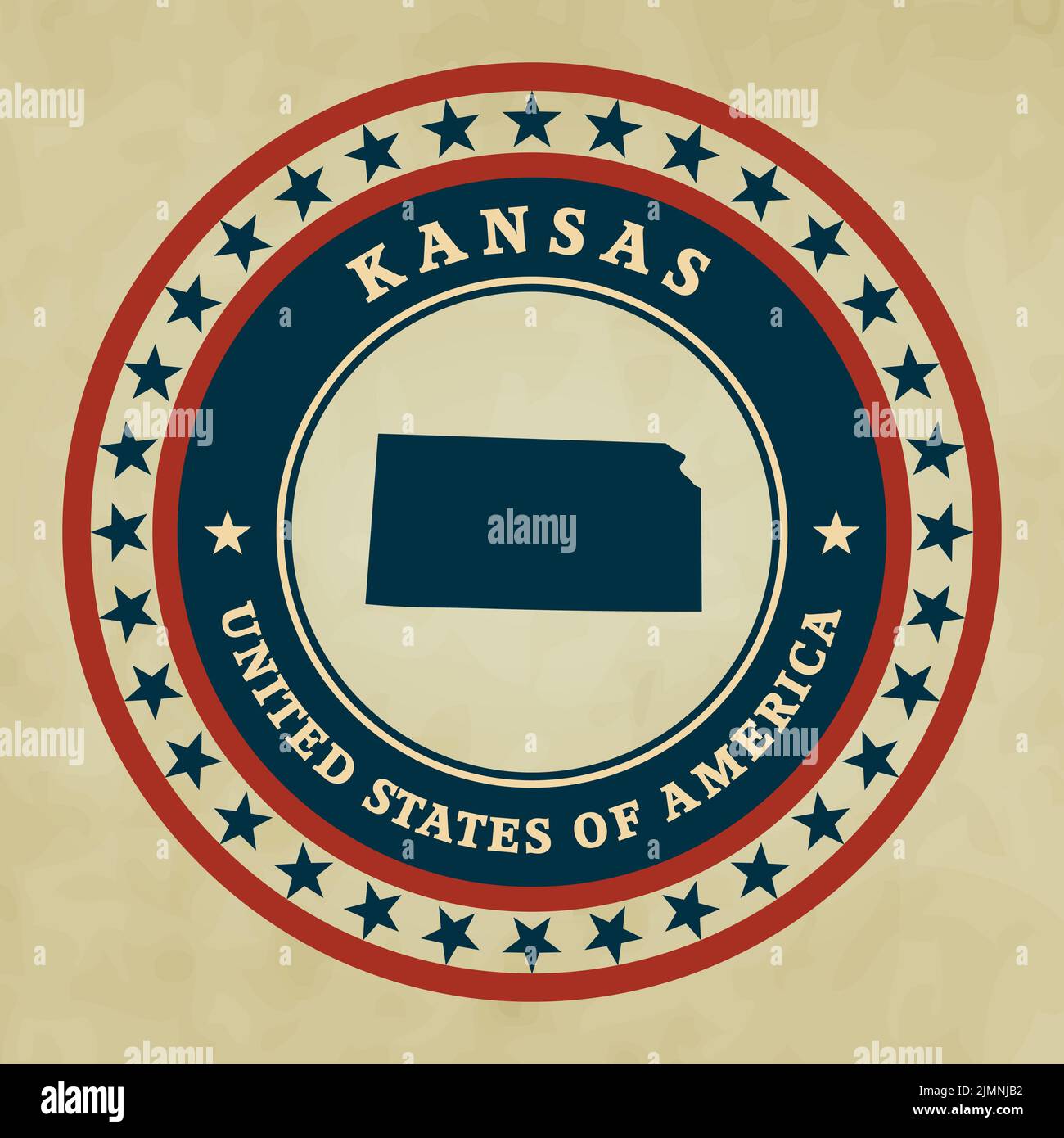 Etichetta vintage con mappa del Kansas Foto Stock