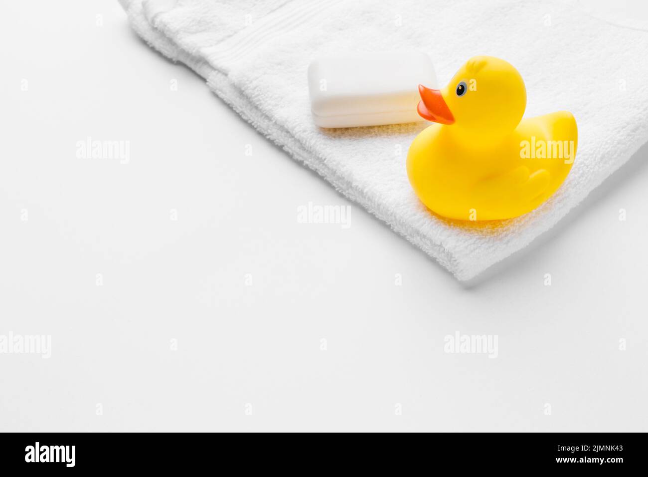 Spazio di copia di sapone di anatra di gomma Foto Stock