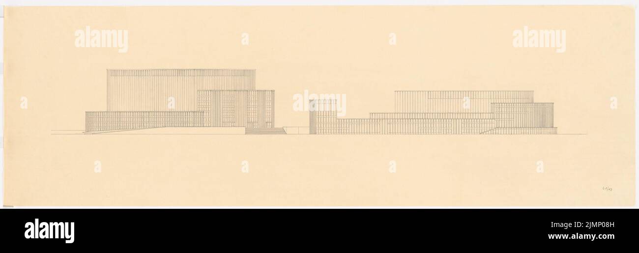Poelzig Hans (1869-1936), Palazzo dei Soviet a Mosca (1931): Vista laterale lato flusso. Matita su trasparente, 48,1 x 147 cm (compresi i bordi di scansione) Poelzig Hans (1869-1936): Palast der Sowjets, Moskau Foto Stock