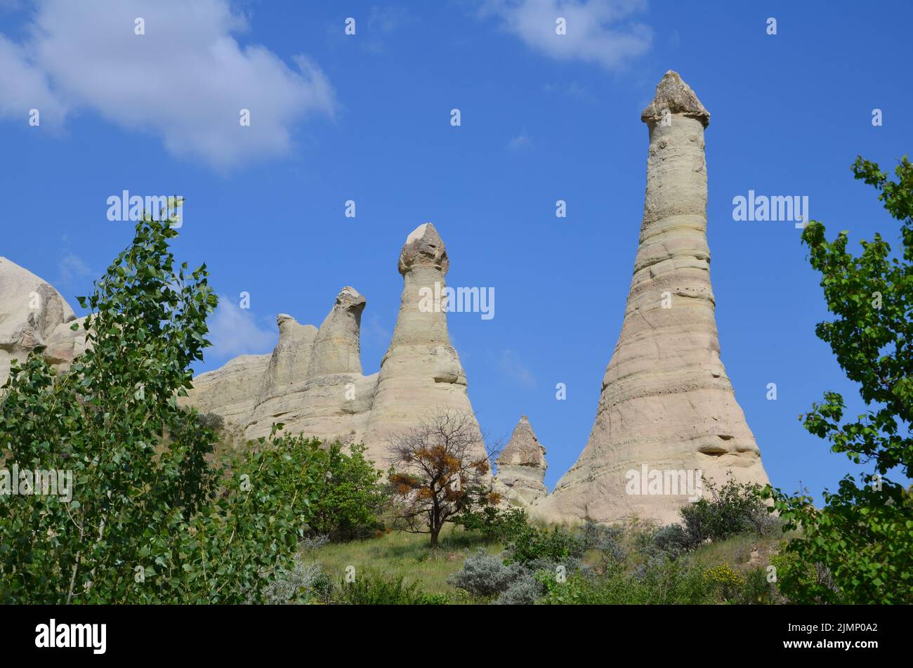 bizzare paesaggio roccioso vulcanico in cappadocia, turchia Foto Stock