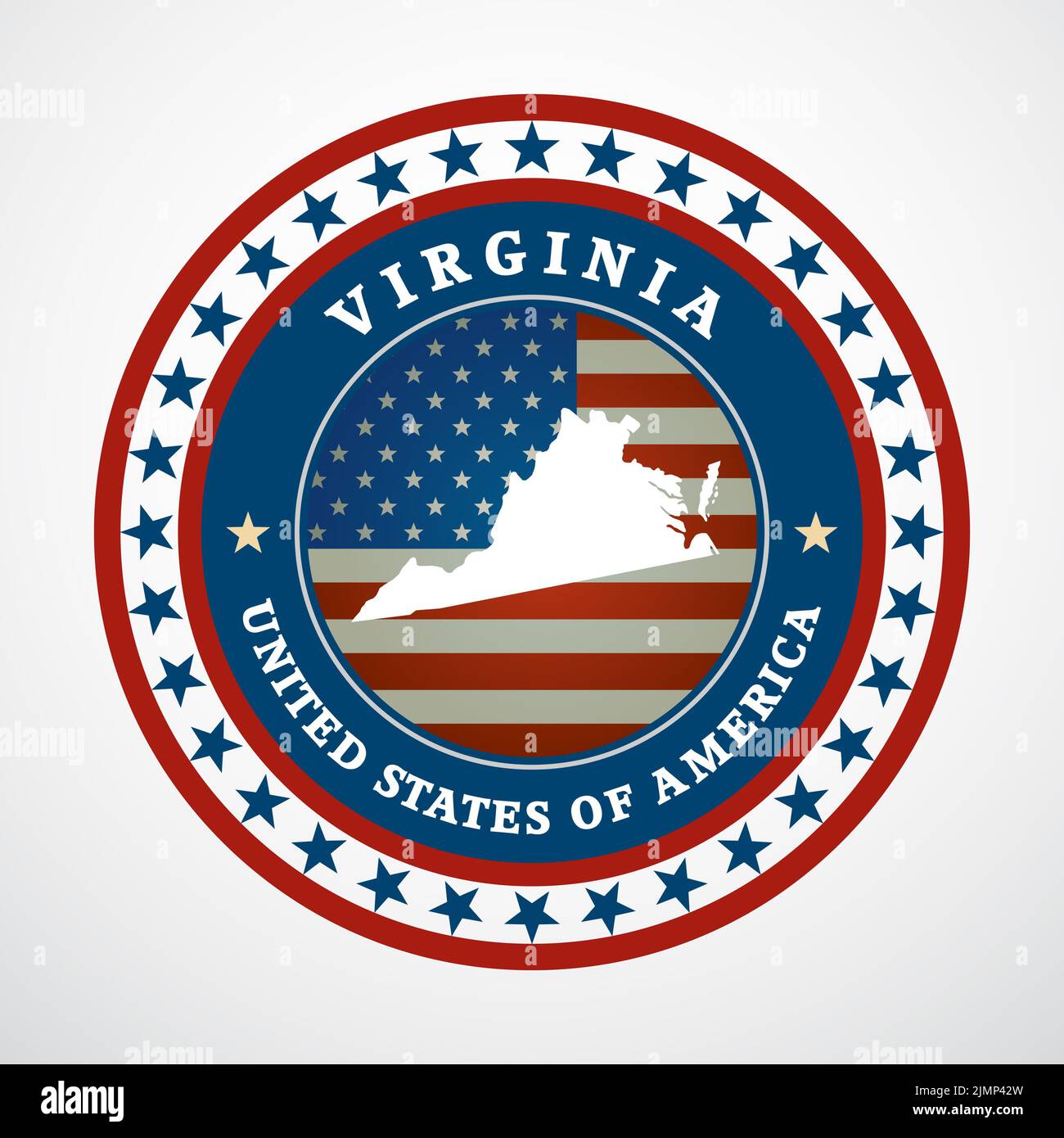 Etichetta con mappa della Virginia Foto Stock