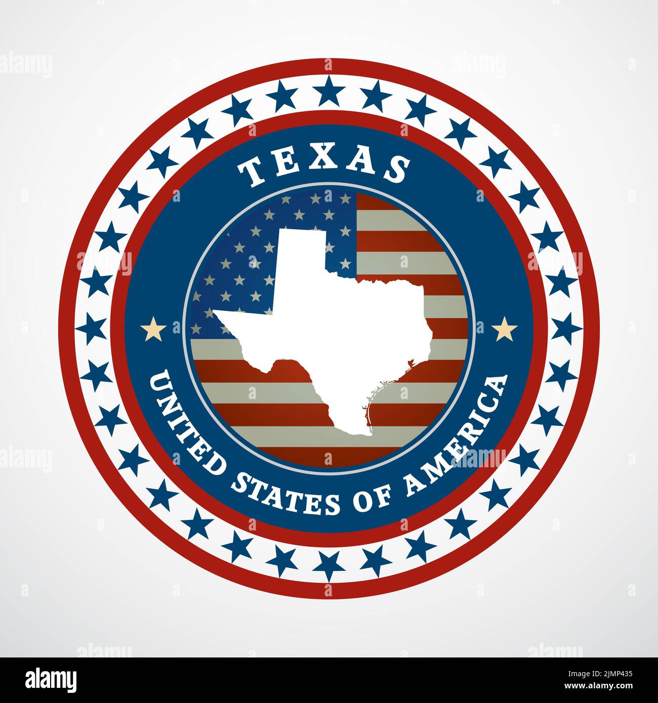 Etichetta con mappa del Texas Foto Stock