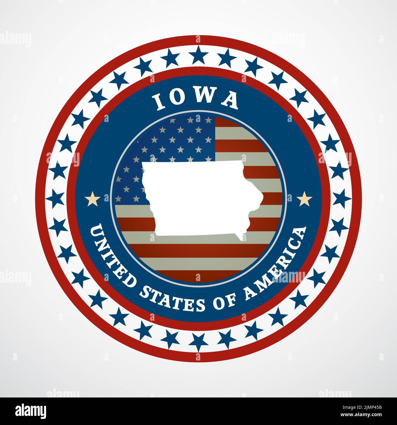 Etichetta con mappa di Iowa Foto Stock