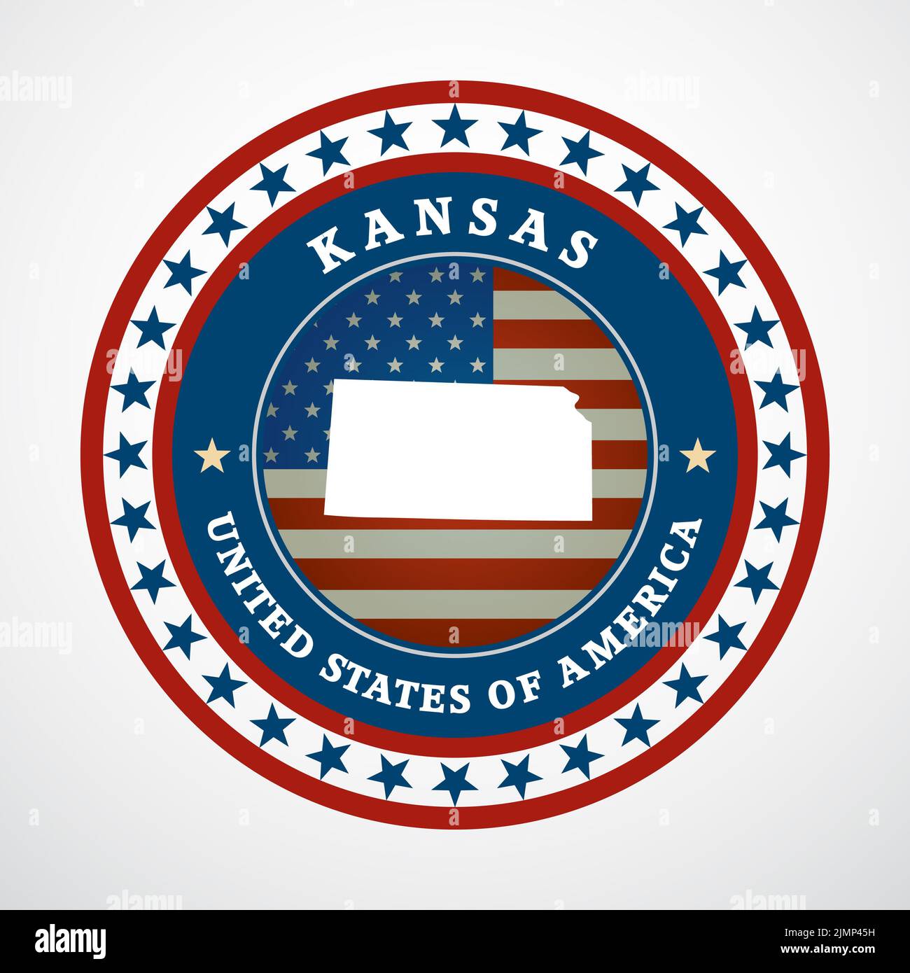 Etichetta con mappa del Kansas Foto Stock