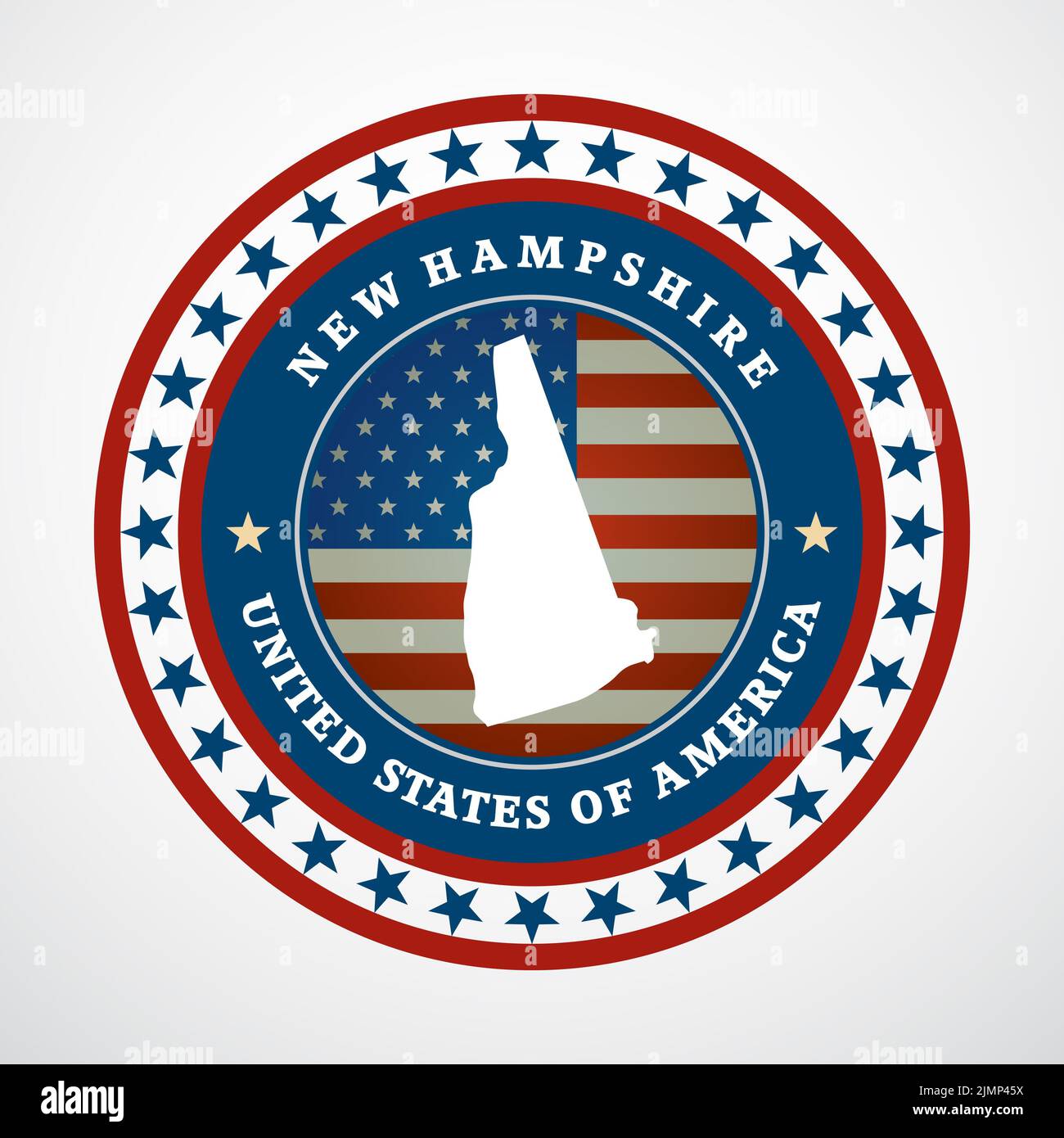 Etichetta con mappa del New Hampshire Foto Stock