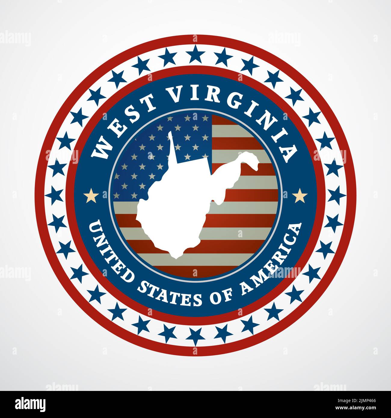 Etichetta con mappa della Virginia Occidentale Foto Stock