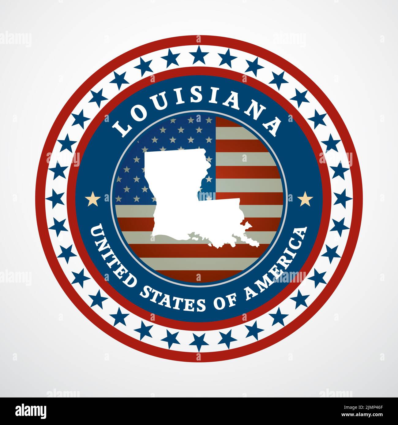 Etichetta con mappa della Louisiana Foto Stock