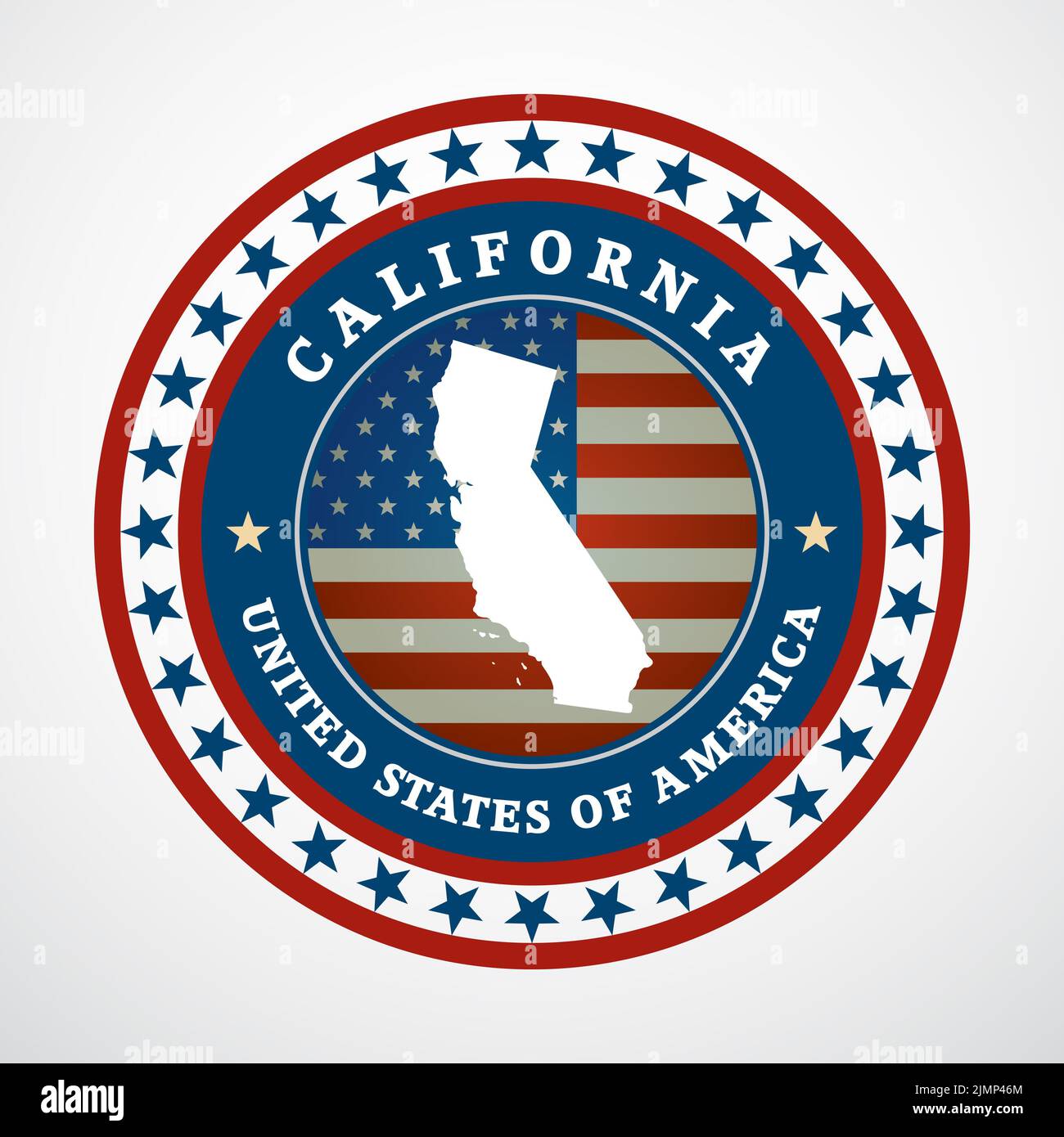 Etichetta con mappa della California Foto Stock