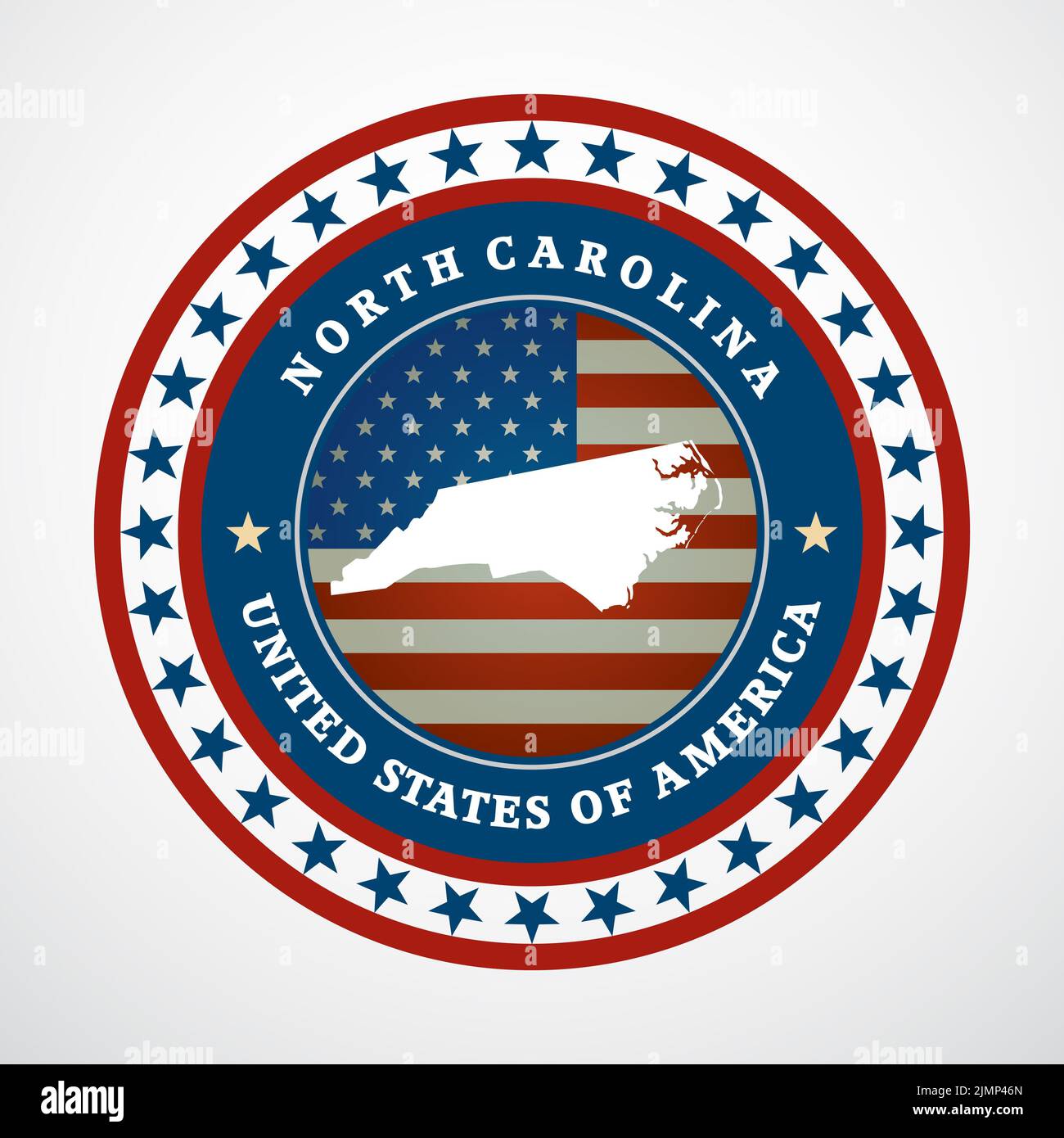 Etichetta con mappa del North Carolina Foto Stock