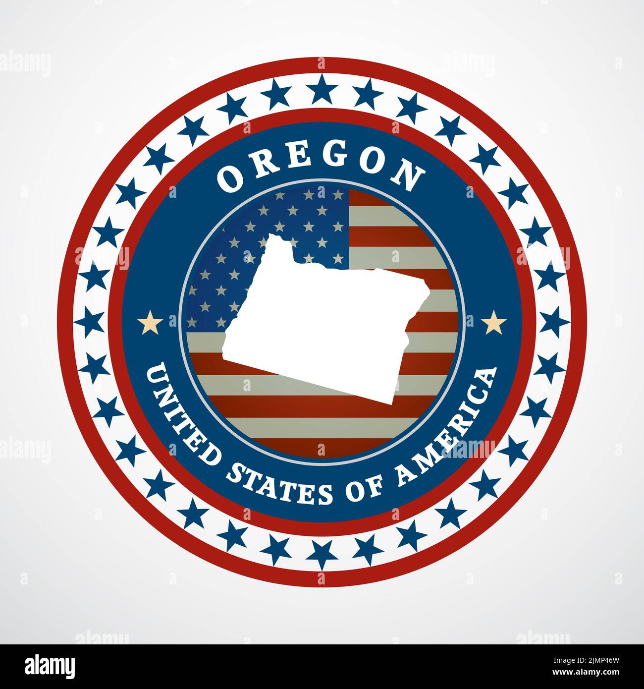 Etichetta con mappa di Oregon Foto Stock