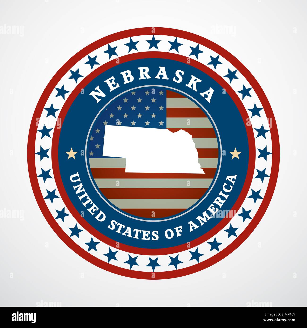 Etichetta con mappa del Nebraska Foto Stock