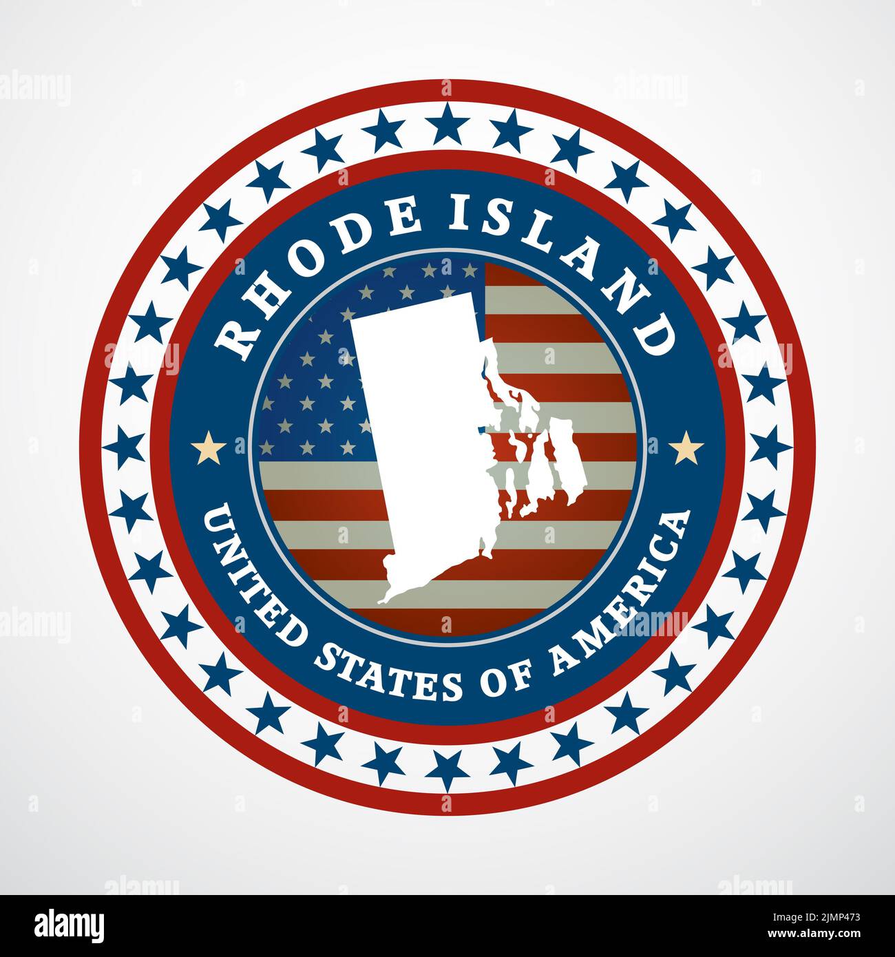 Etichetta con mappa di Rhode Island Foto Stock
