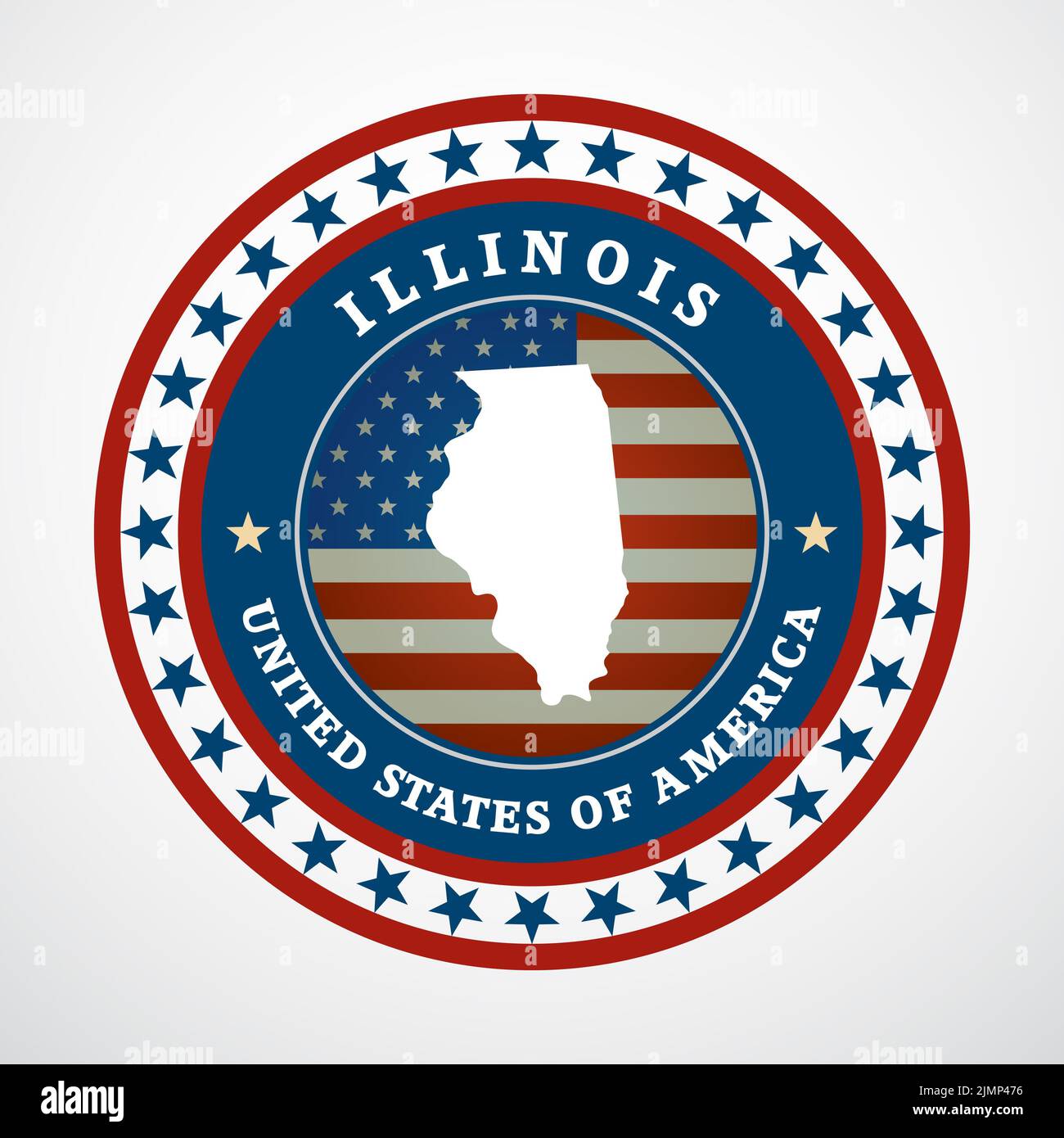 Etichetta con mappa dell'Illinois Foto Stock