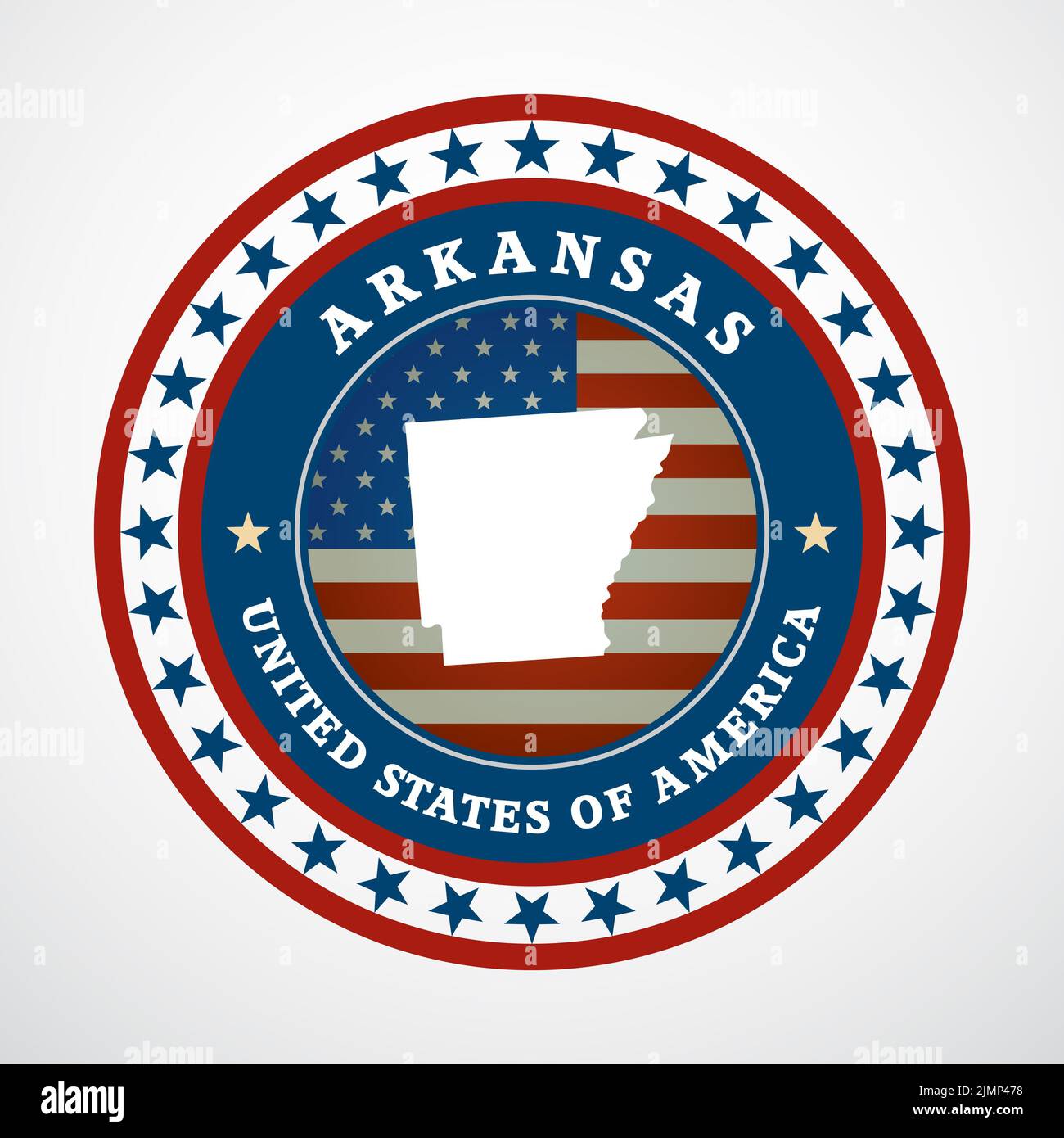 Etichetta con mappa dell'Arkansas Foto Stock