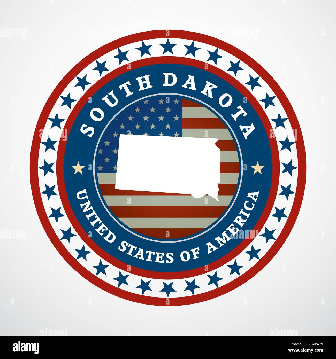 Etichetta con mappa del South Dakota Foto Stock