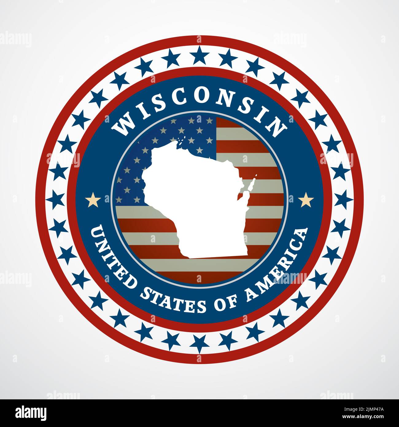 Etichetta con mappa del Wisconsin Foto Stock