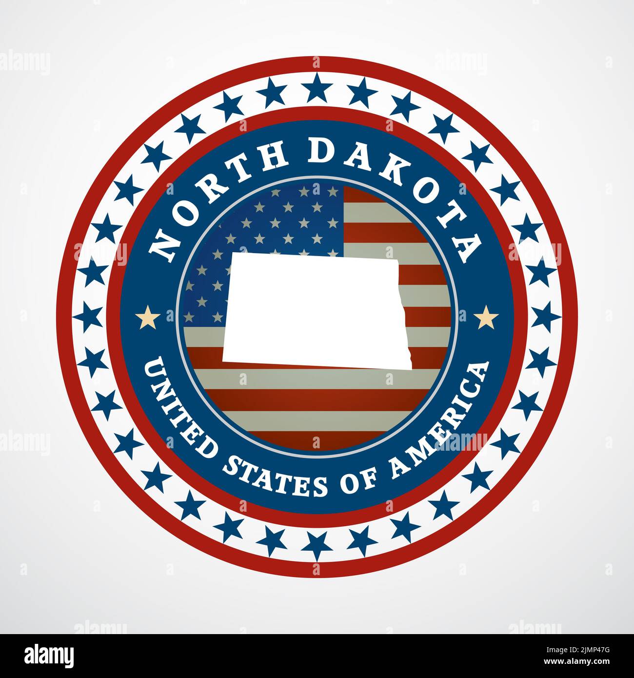 Etichetta con mappa del North Dakota Foto Stock