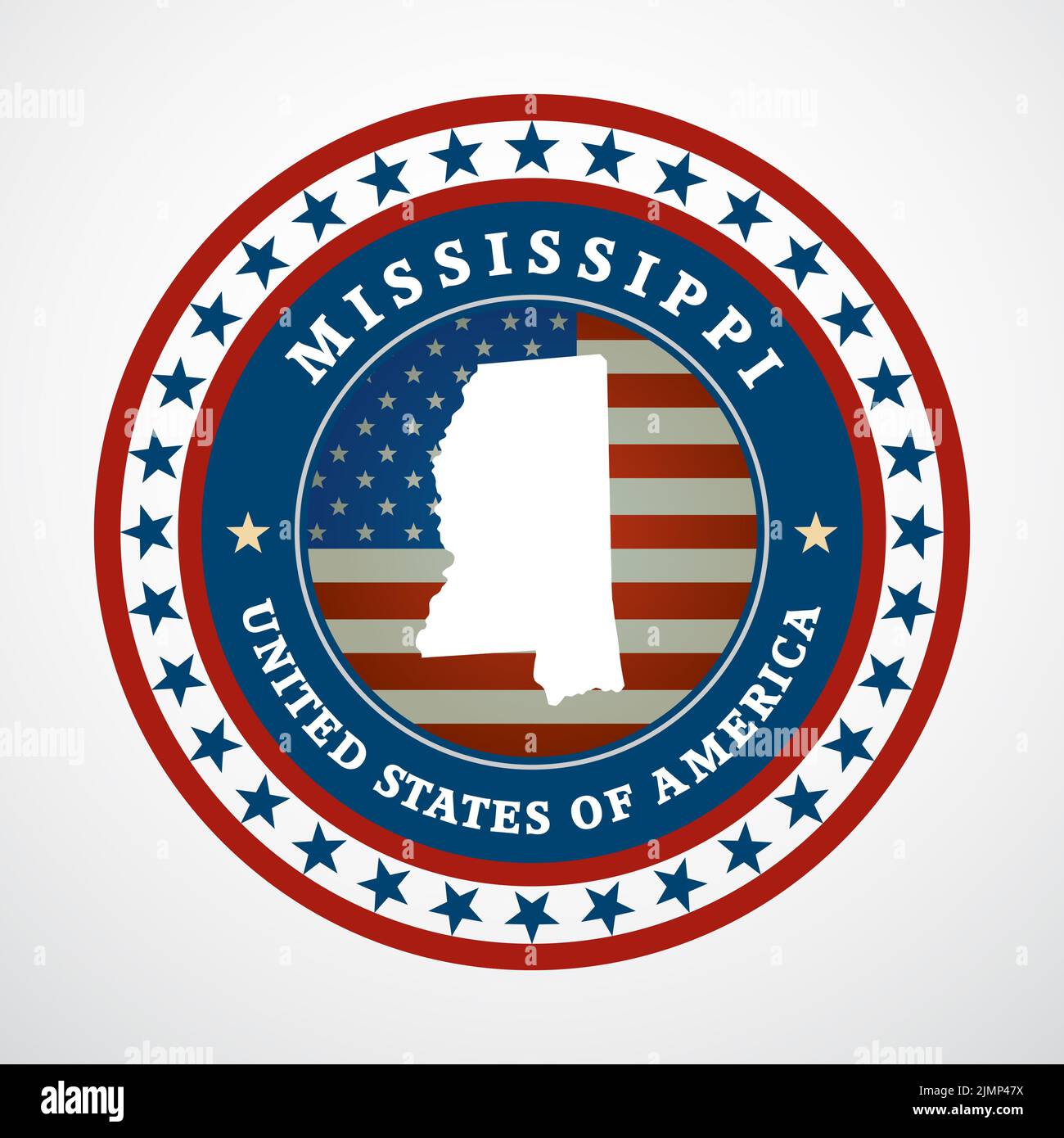 Etichetta con mappa del Mississippi Foto Stock