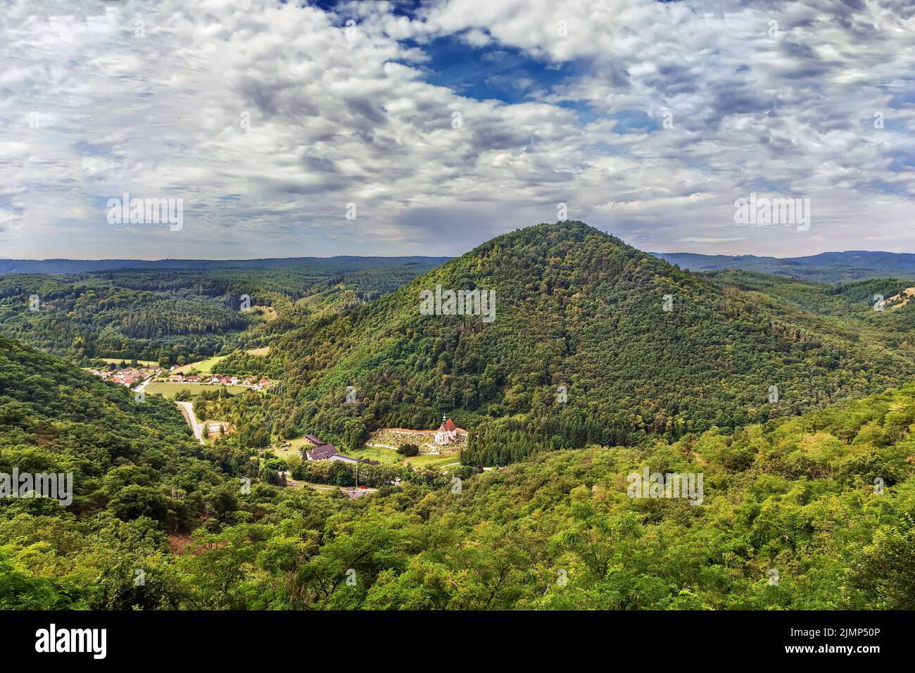 Vista dalla collina dell'abbazia di Gottweig, Austria Foto Stock