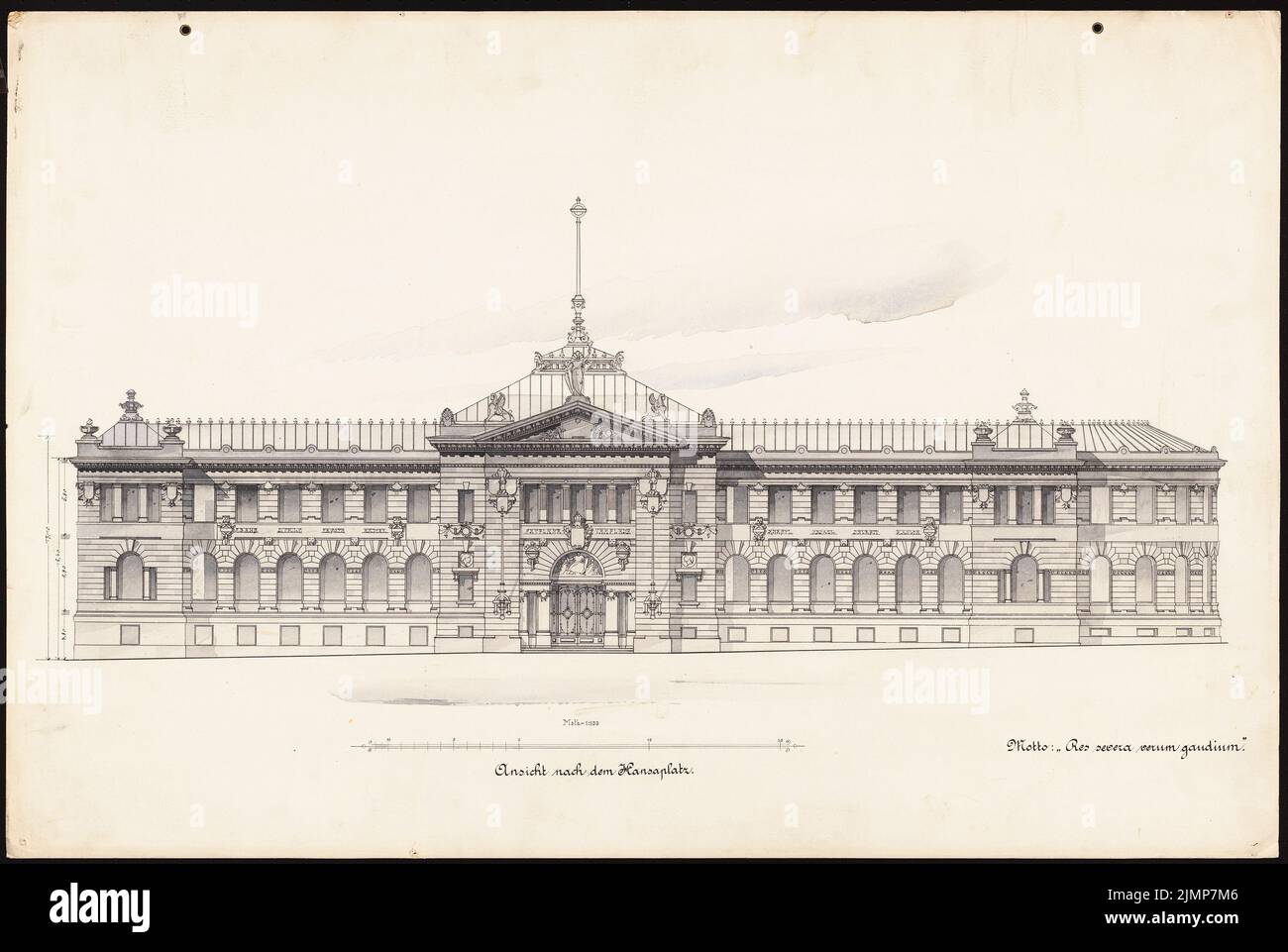 Neckelmann Skjold (1854-1903), Museo d'Arte di Colonia (1896): View, 1: 100. Acquerello Tusche sulla scatola, 66 x 98,4 cm (compresi i bordi di scansione) Neckelmann Skjold (1854-1903): Kunstgewerbemuseum, Köln Foto Stock