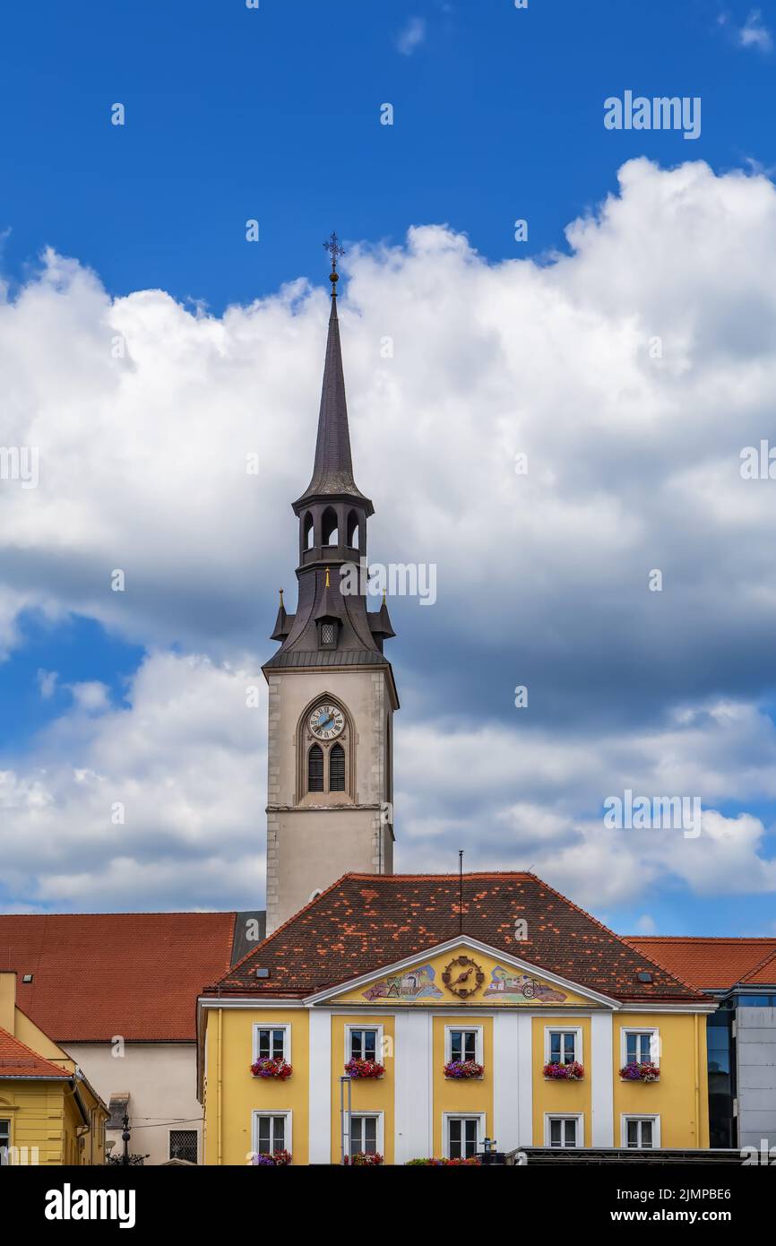 Chiesa torre, Bruck an der Mur, Austria Foto Stock