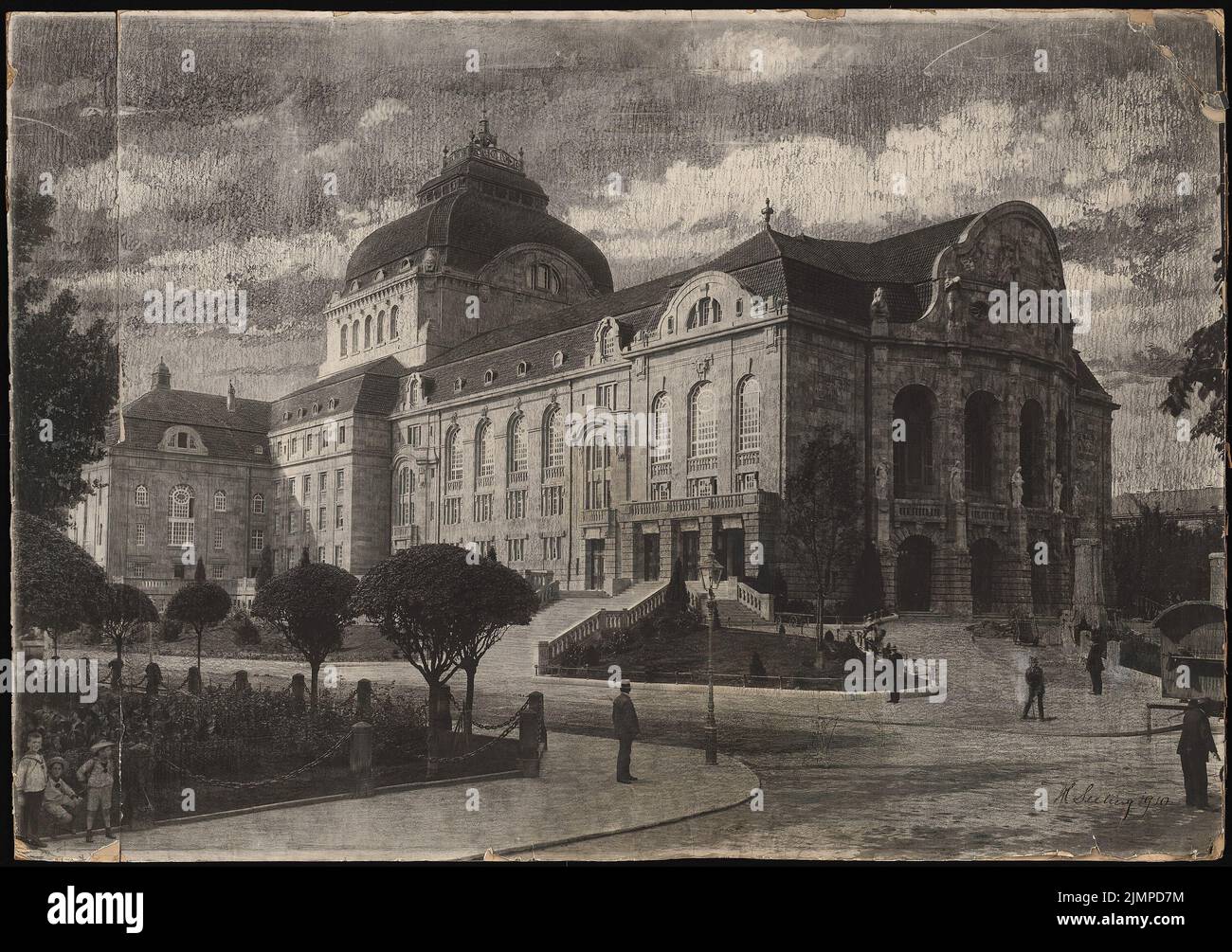 Seeling Heinrich (1852-1932), Stadttheater, Friburgo/Breisgau: Vista. Carbone su carta fotografica, 98,7 x 140,2 cm (compreso il bordo di scansione). Museo dell'architettura dell'Università tecnica di Berlino Inv. N. 16134. Seeling Heinrich (1852-1932): Stadttheater, Friburgo/Breisgau Foto Stock