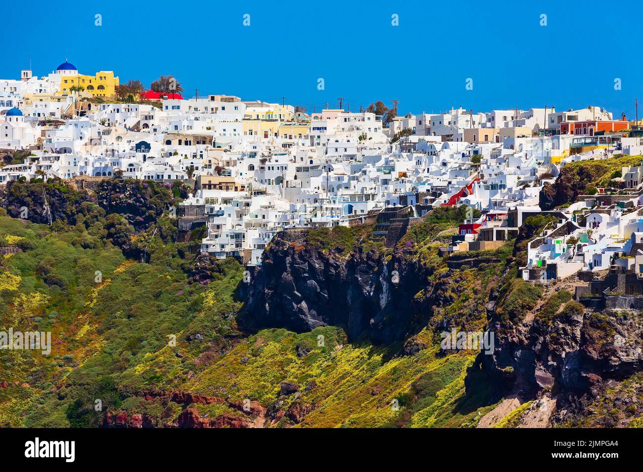 Panorama di Imerovigli , Santorini, Grecia Foto Stock