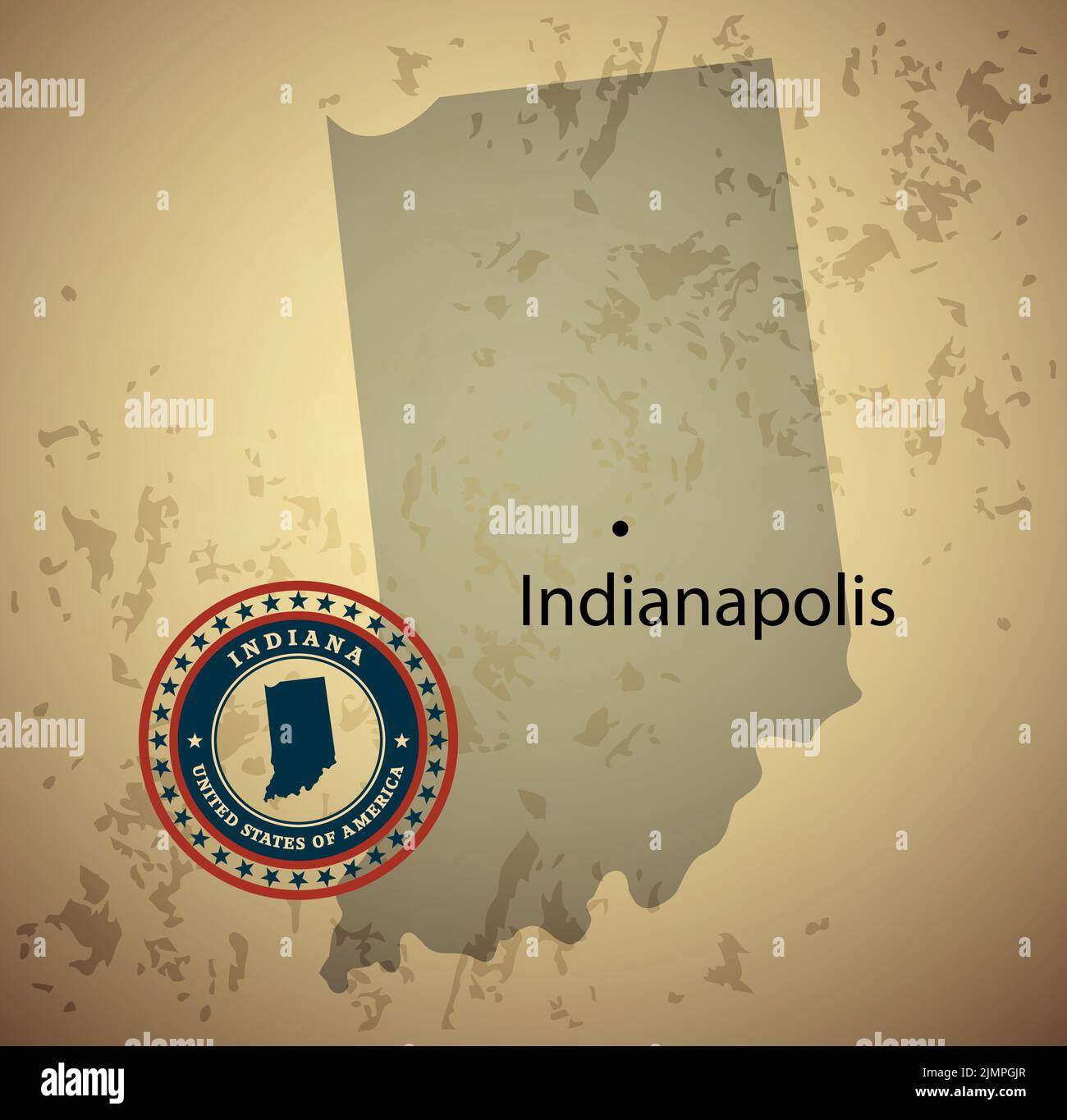 Mappa Indiana con timbro vintage vettore sfondo Foto Stock