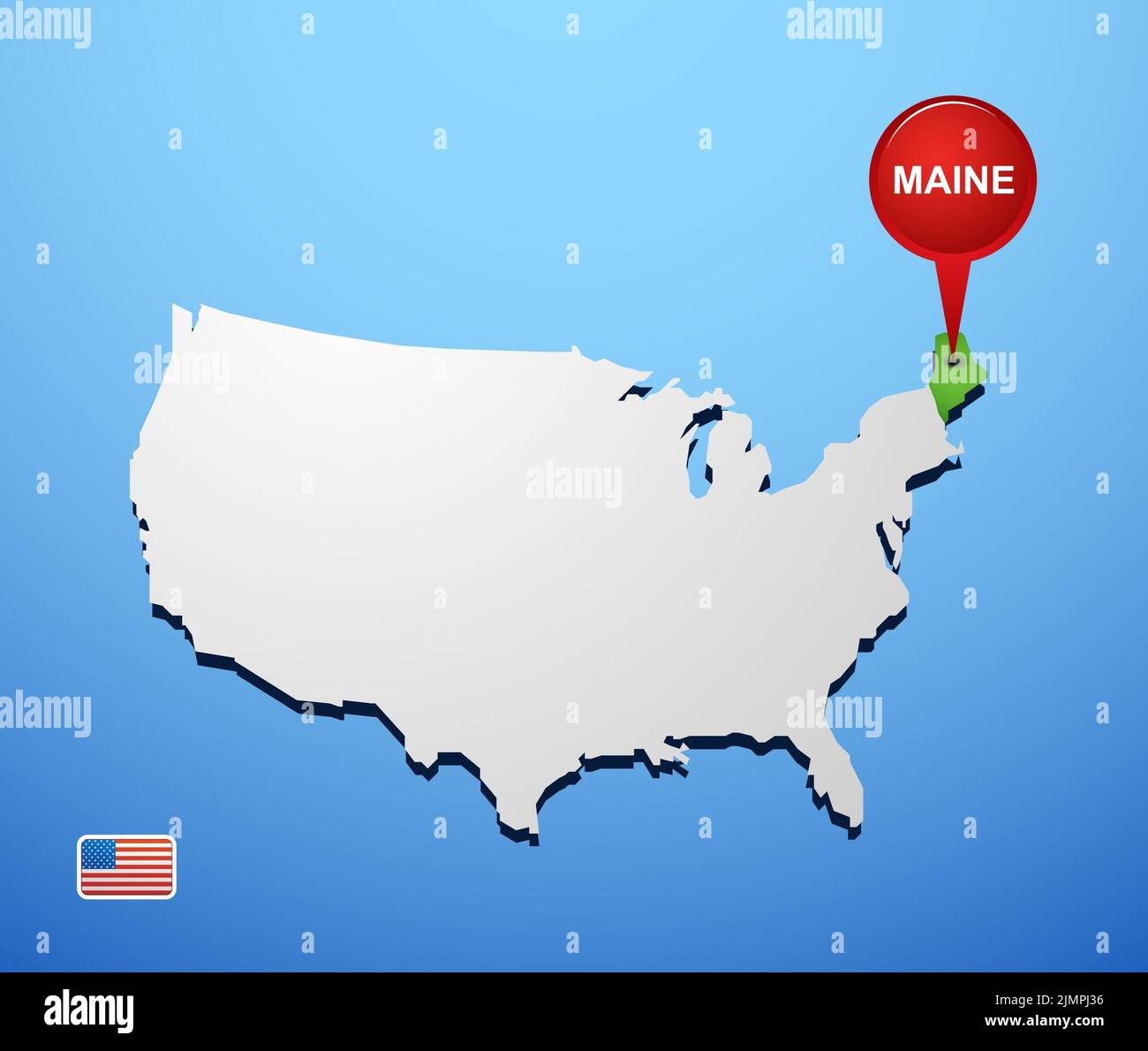 Maine sulla mappa USA Foto Stock
