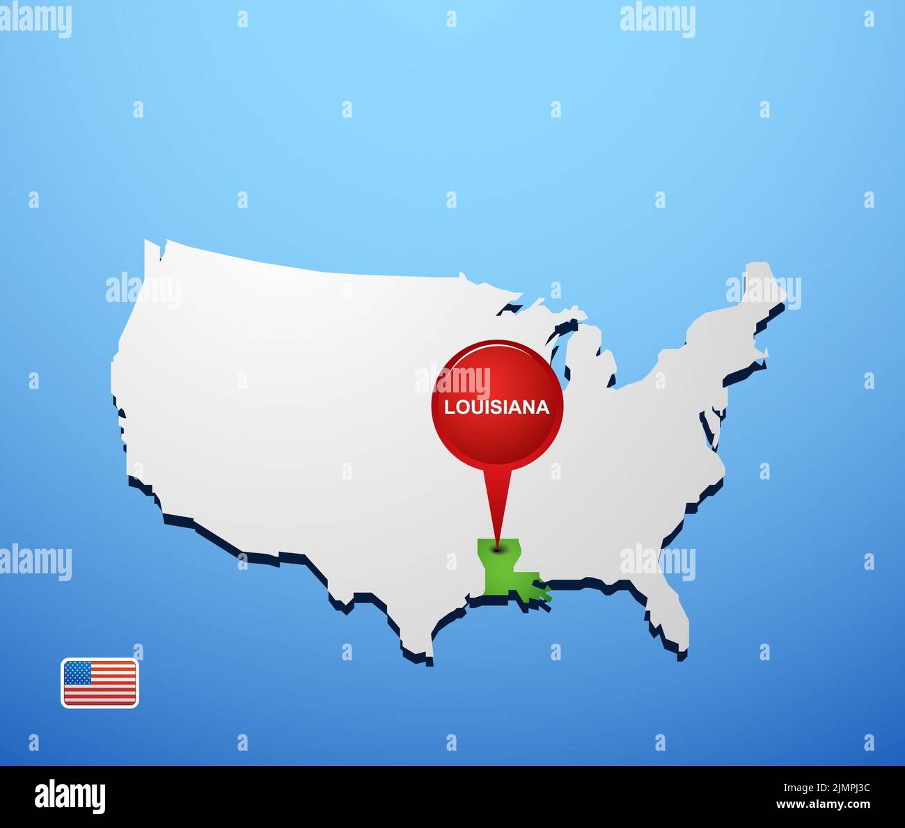 Louisiana sulla mappa USA Foto Stock