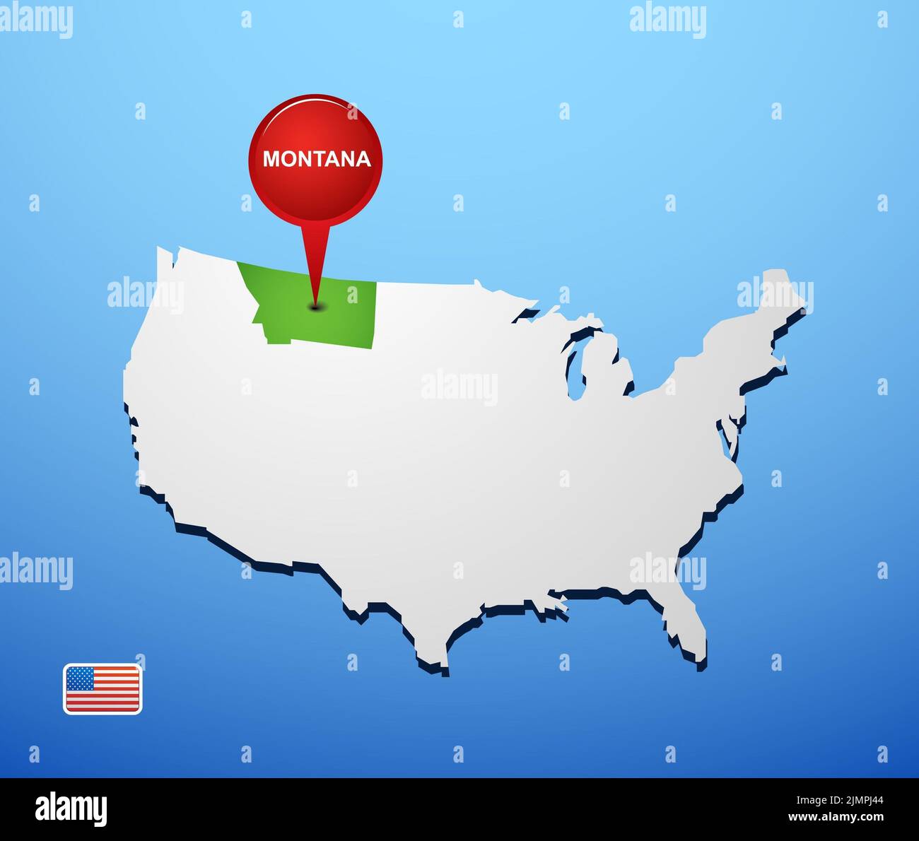 Montana su mappa USA Foto Stock