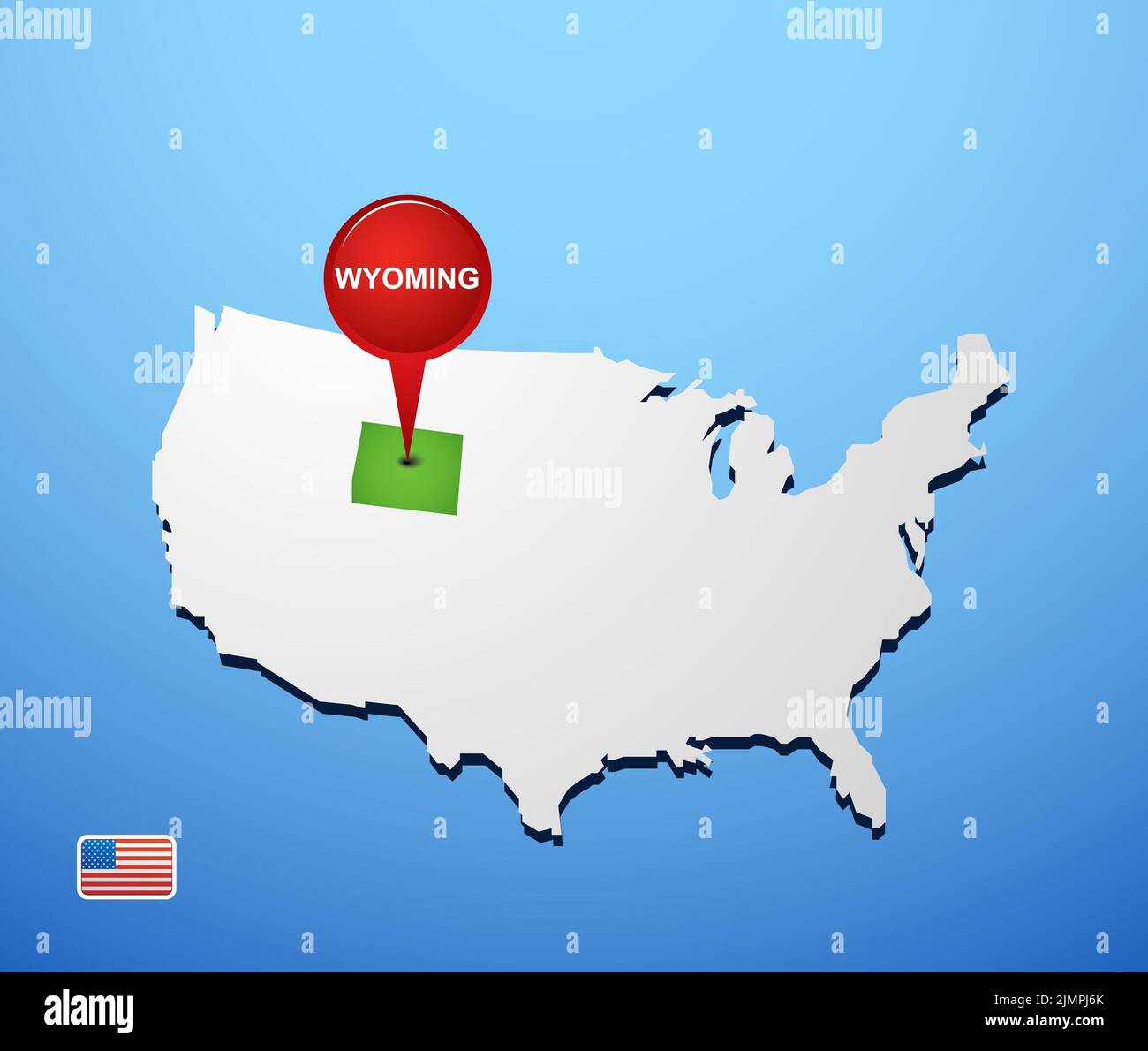 Wyoming sulla mappa USA Foto Stock