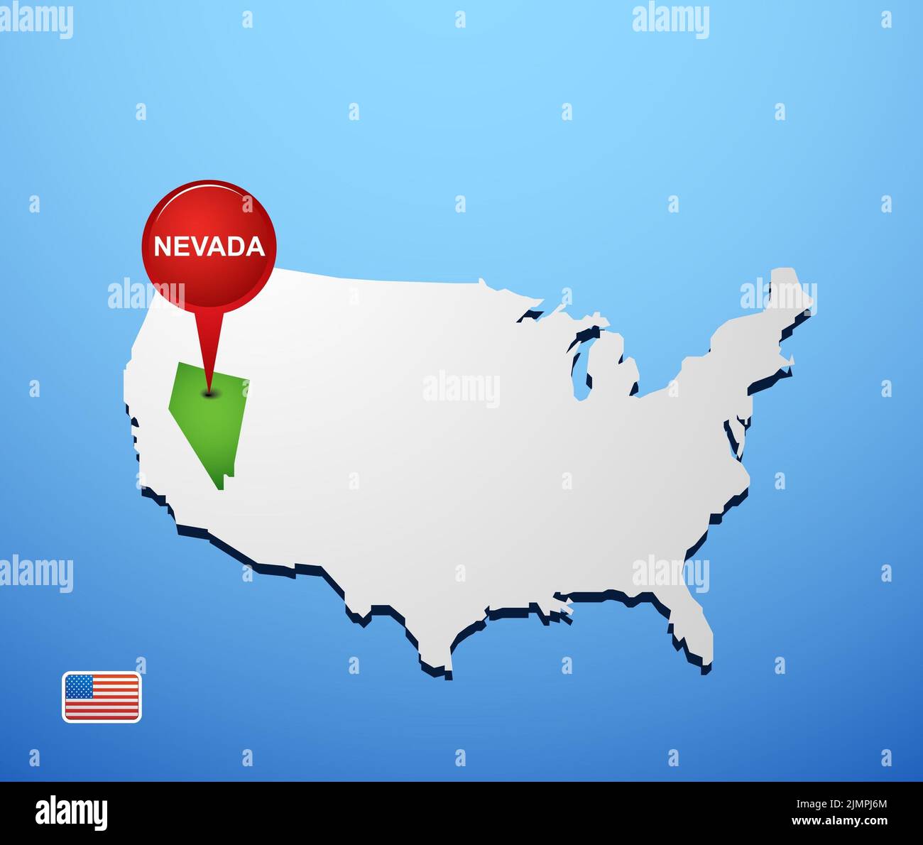 Nevada sulla mappa USA Foto Stock