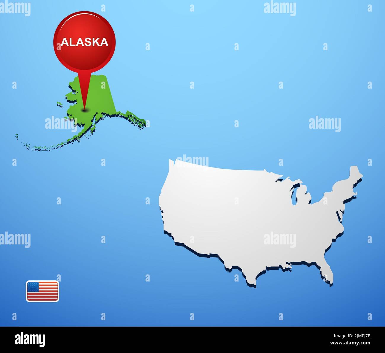 Alaska sulla mappa USA Foto Stock