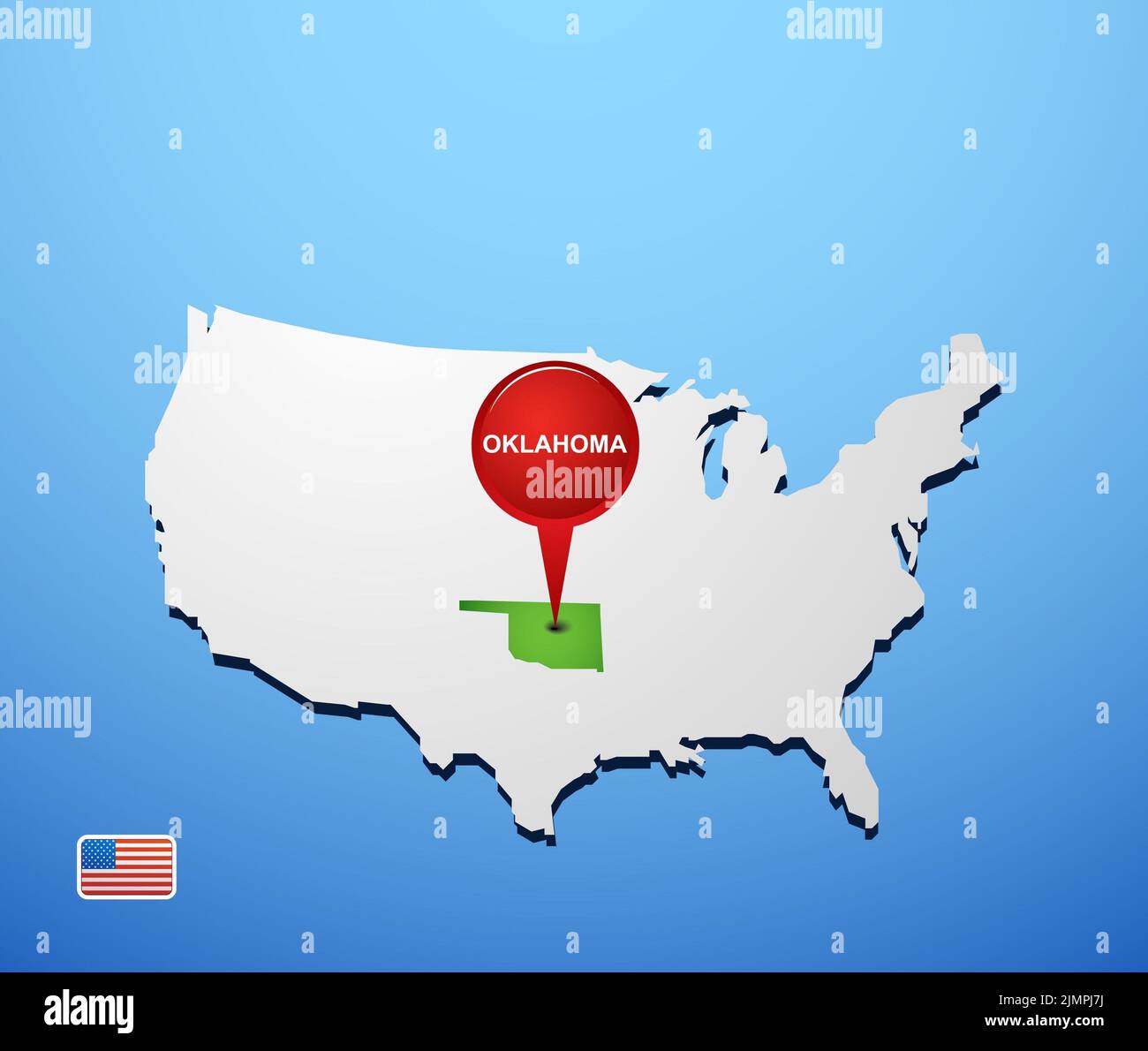 Oklahoma sulla mappa USA Foto Stock