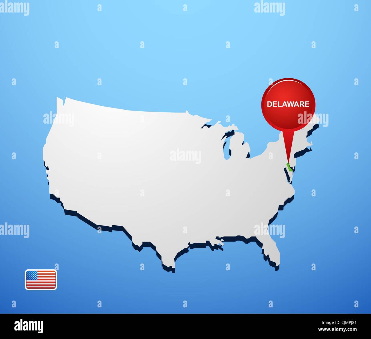 Delaware sulla mappa USA Foto Stock