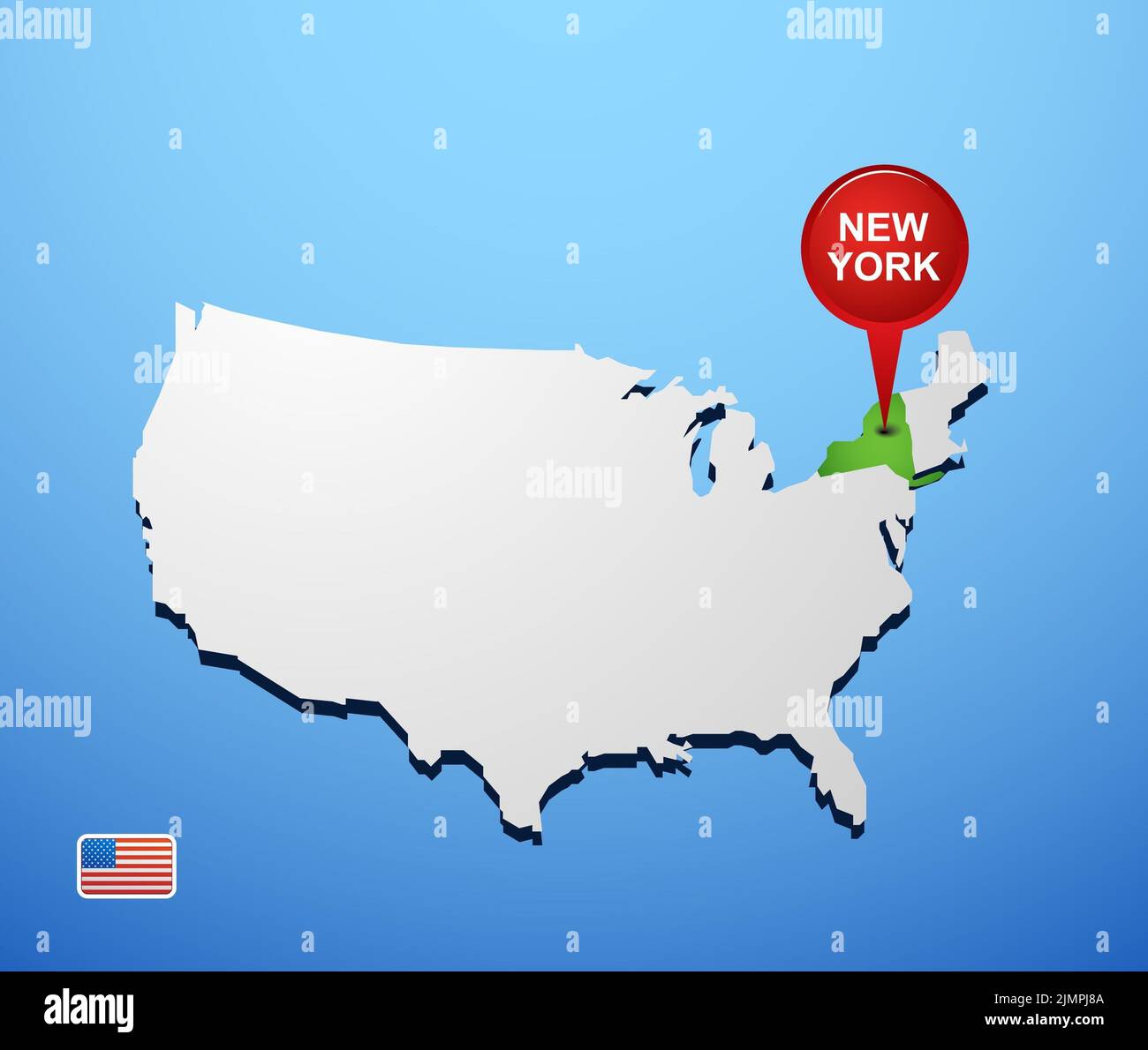 A New York in Stati Uniti d'America mappa Foto Stock