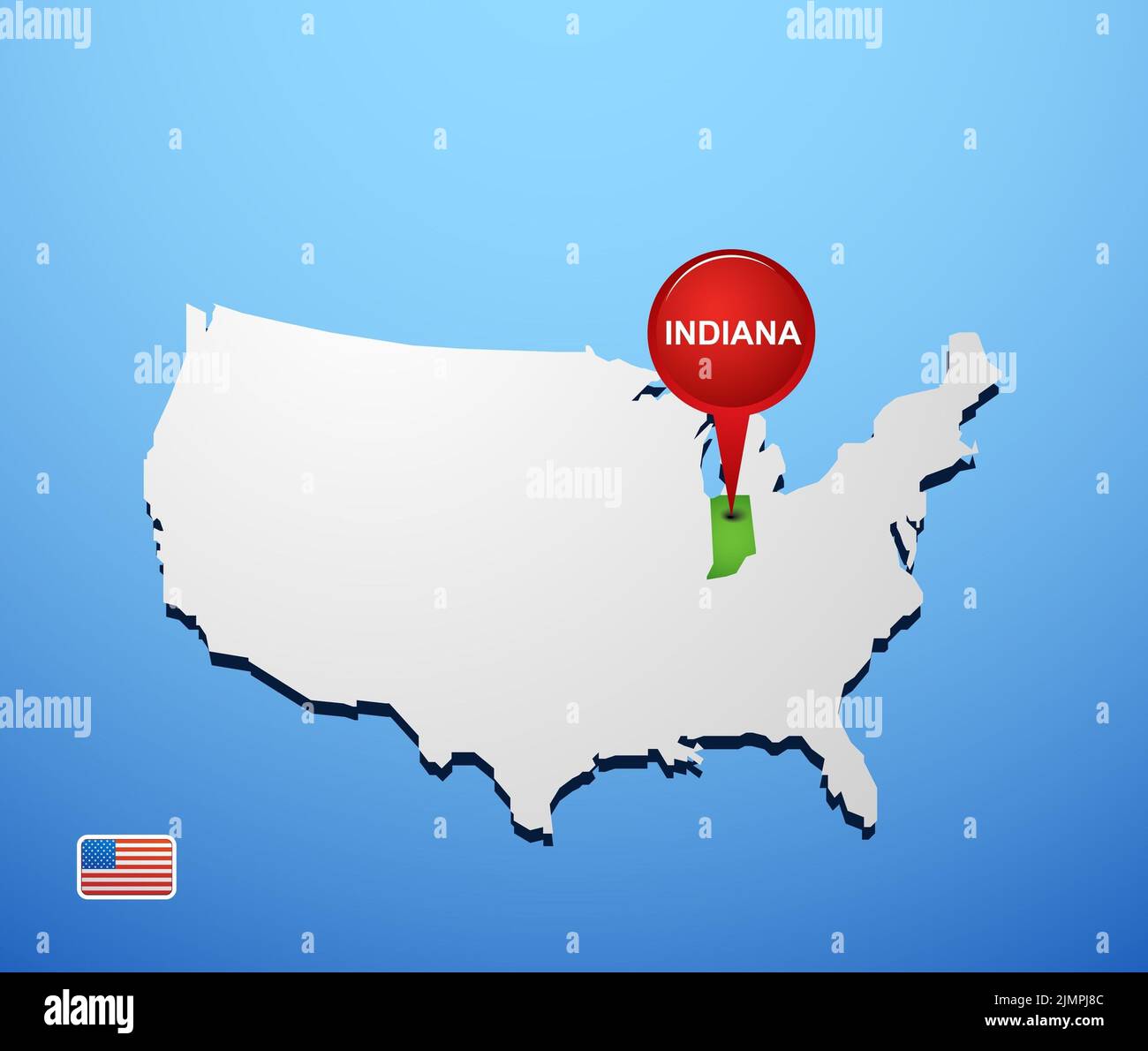 Indiana sulla mappa USA Foto Stock