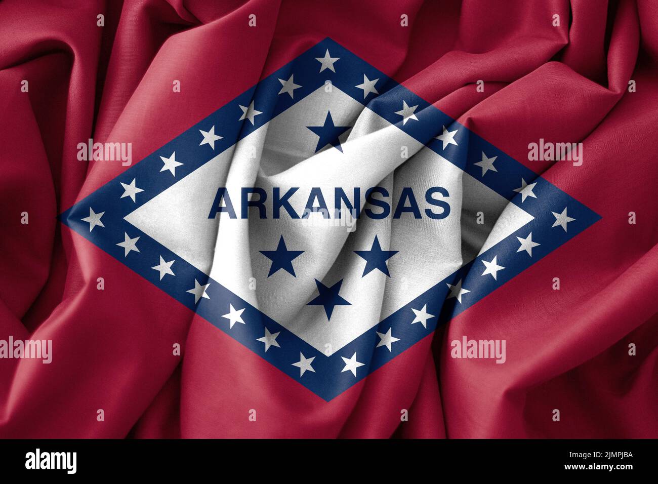 Bandiera dell'Arkansas, bandiera dello Stato degli Stati Uniti Arkansas, bandiera del tessuto Arkansas, 3D opere e 3D immagini Foto Stock