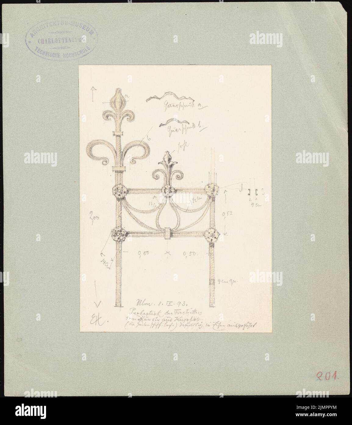 Hoffmann Emil (1845-1901), Ulmer Münster (08.09.1893): Prova in rame della griglia di colmo. Matita acquerello su carta, 24,3 x 21,6 cm (compresi i bordi di scansione) Hoffmann Emil (1845-1901): Ulmer Münster Foto Stock