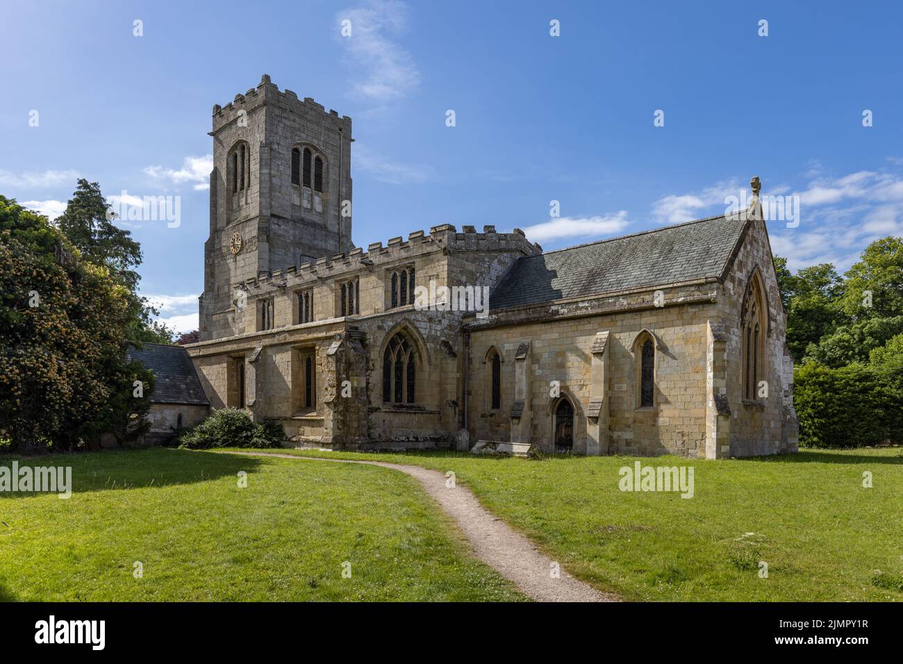 St Martin's Church, Burton Agnes, una storica chiesa del 13th° secolo situata nella zona orientale dello Yorkshire, Inghilterra, Regno Unito Foto Stock